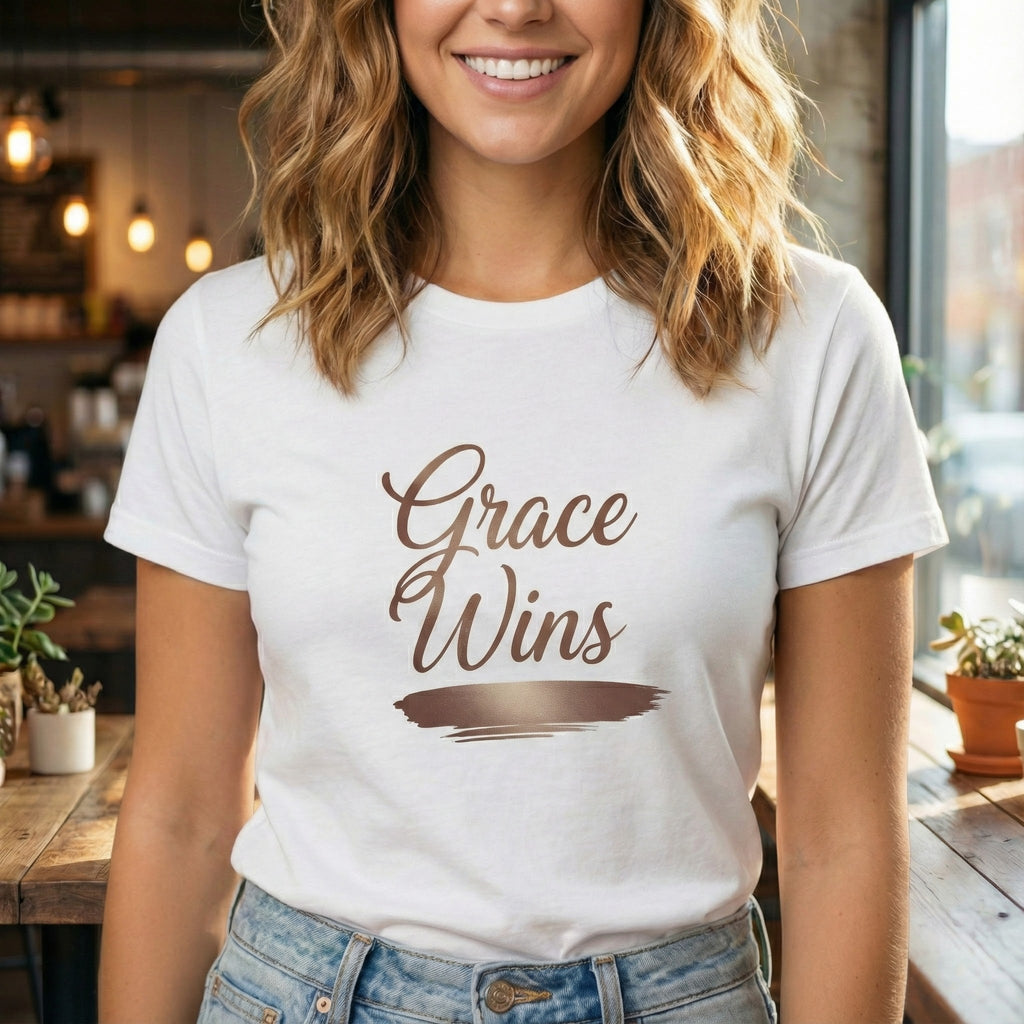 Grace Wins Christian Shirt | Faith Shirt for Women | Bible Verse Tee | Inspirational Scripture Shirt | Spiritual Gift | Christian Apparel