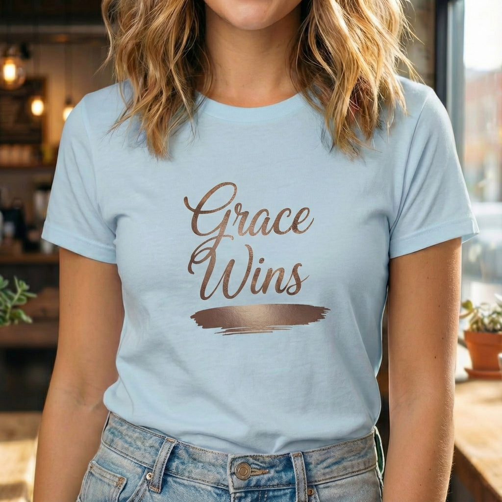 Grace Wins Christian Shirt | Faith Shirt for Women | Bible Verse Tee | Inspirational Scripture Shirt | Spiritual Gift | Christian Apparel