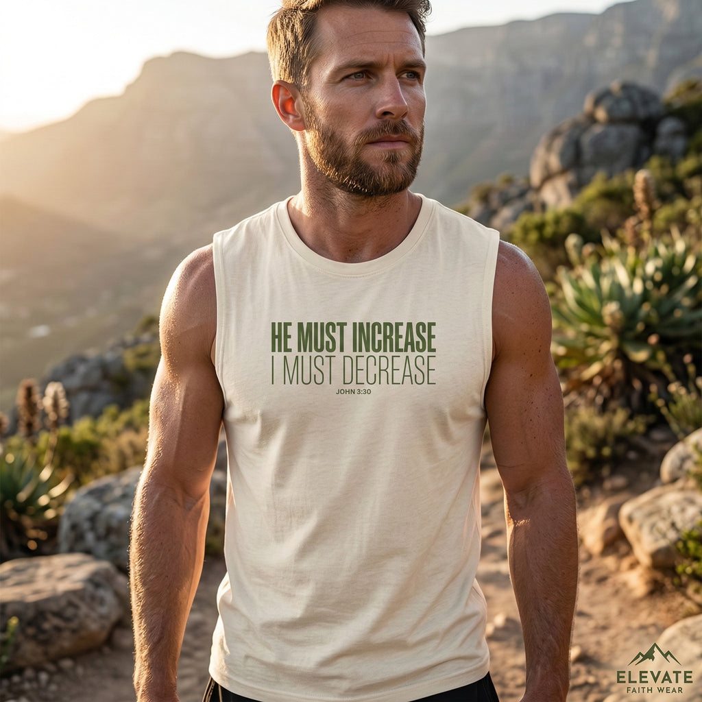 He Must Increase I Must Decrease Tank, John 3 30 Christian Tank Top, Bible Verse Workout Shirt, Faith Gym Apparel