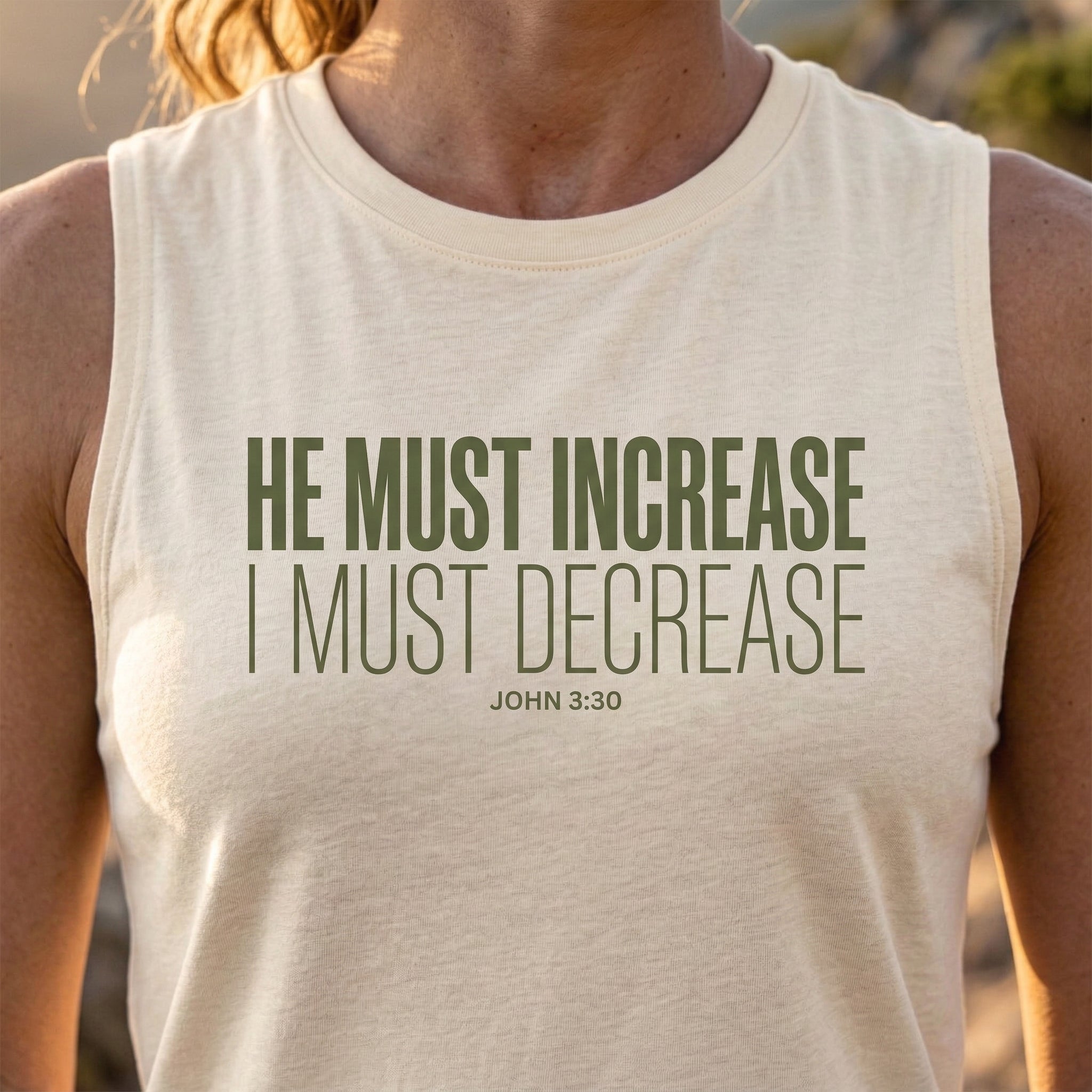 He Must Increase I Must Decrease Tank, John 3 30 Christian Tank Top, Bible Verse Workout Shirt, Faith Gym Apparel