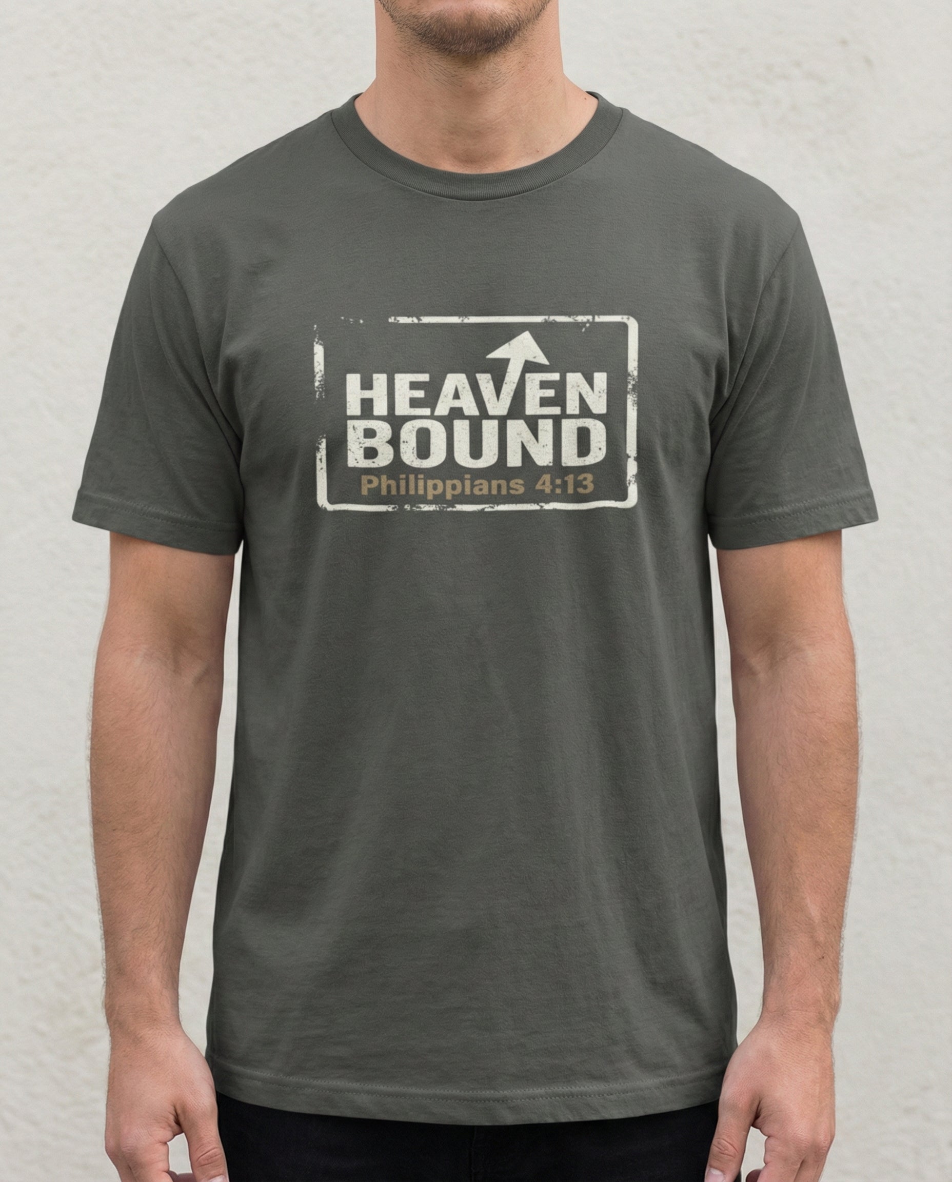 Heaven Bound Shirt, Philippians 4:13 T Shirt, Christian Scripture Tee, Garment Dyed Unisex Faith Shirt, Minimal Christian Gift