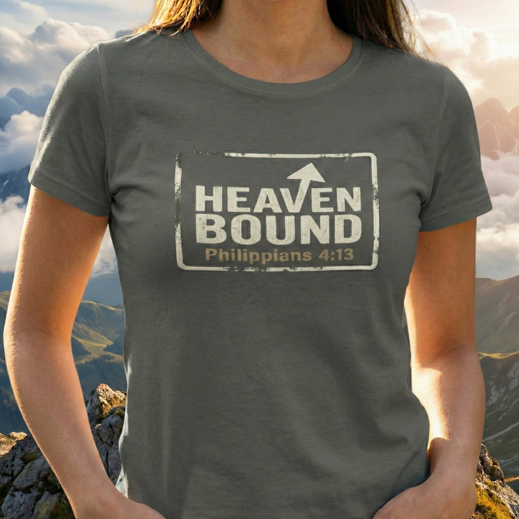 Heaven Bound Shirt, Philippians 4:13 T Shirt, Christian Scripture Tee, Garment Dyed Unisex Faith Shirt, Minimal Christian Gift
