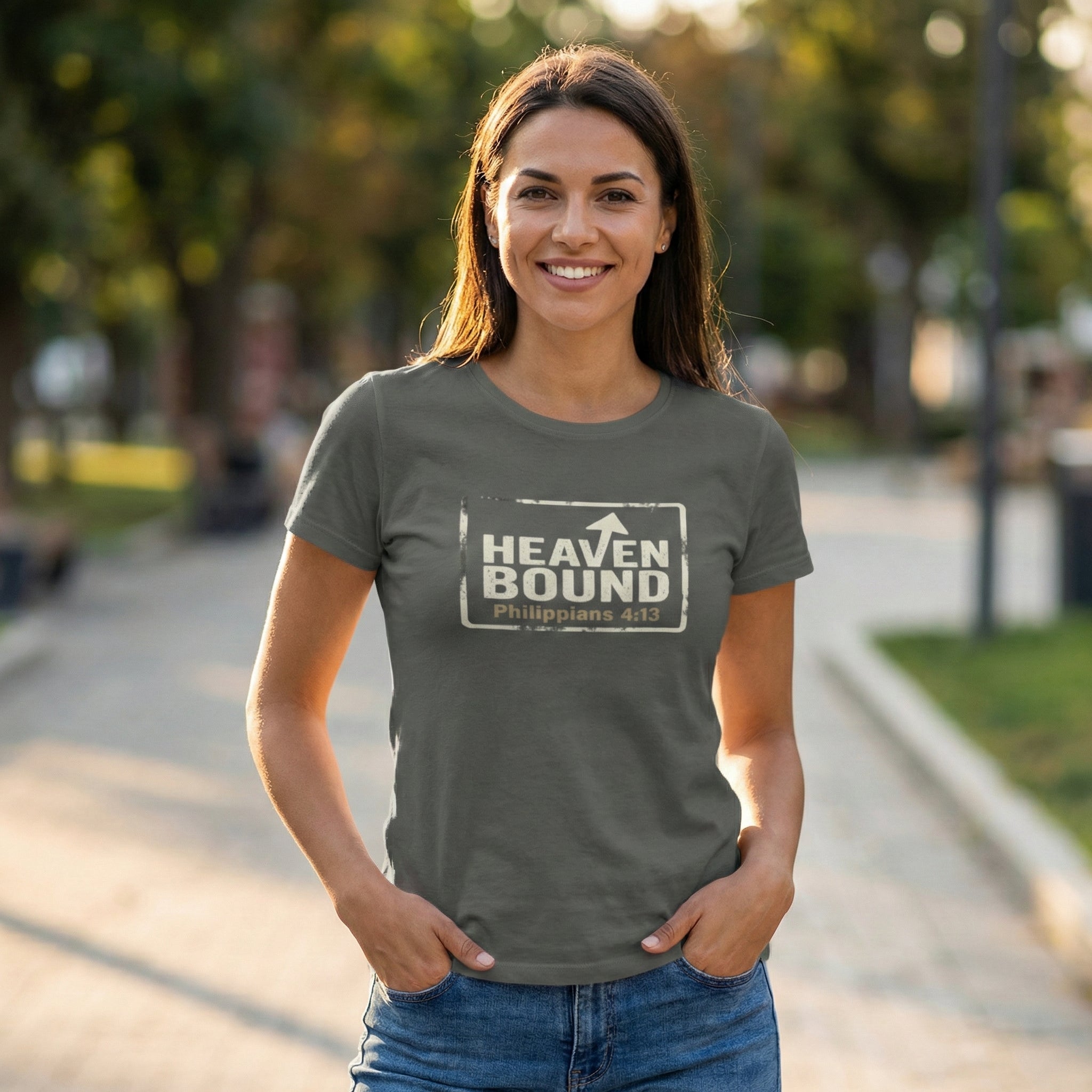 Heaven Bound Shirt, Philippians 4:13 T Shirt, Christian Scripture Tee, Garment Dyed Unisex Faith Shirt, Minimal Christian Gift