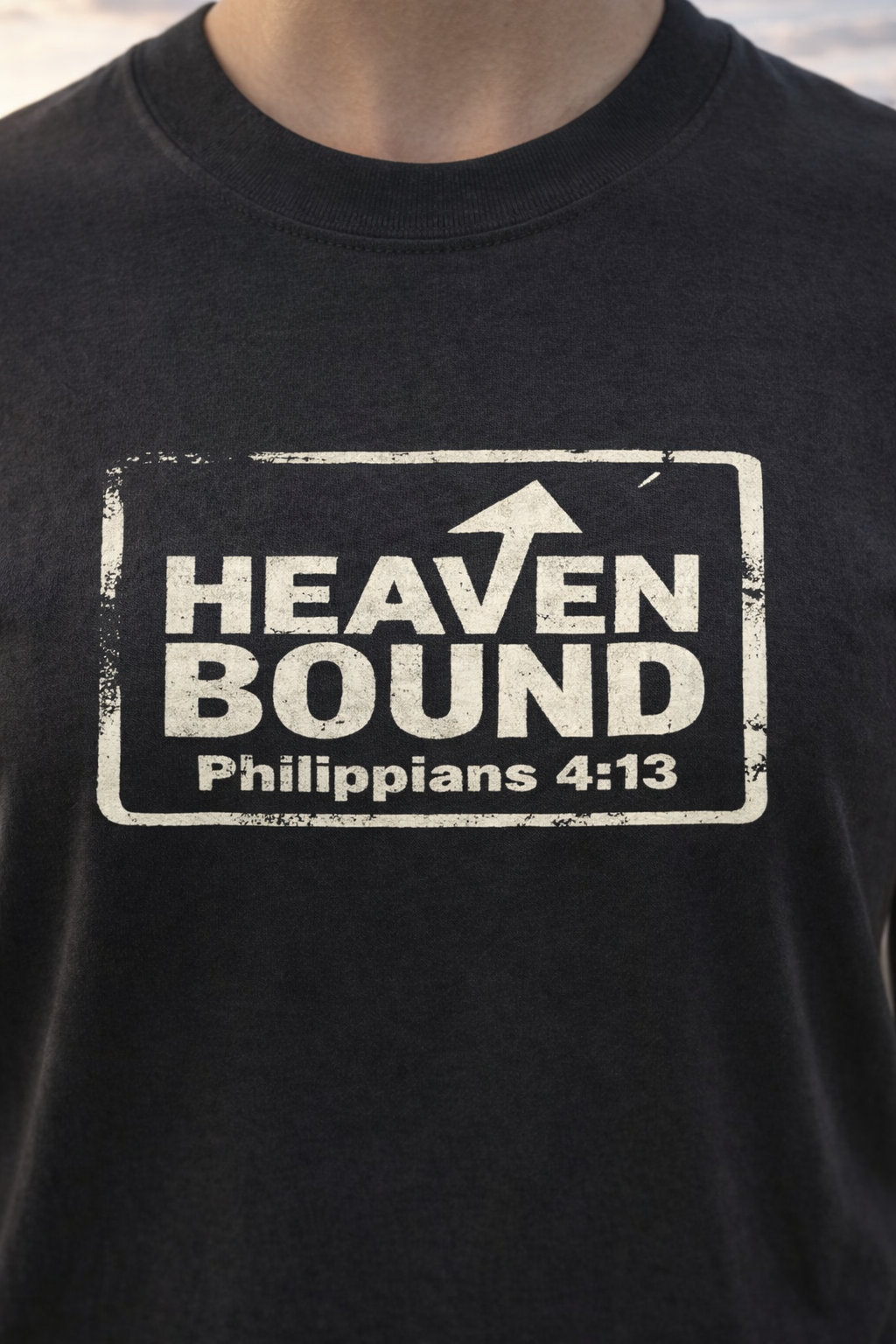 Heaven Bound Shirt, Philippians 4:13 T Shirt, Christian Scripture Tee, Garment Dyed Unisex Faith Shirt, Minimal Christian Gift