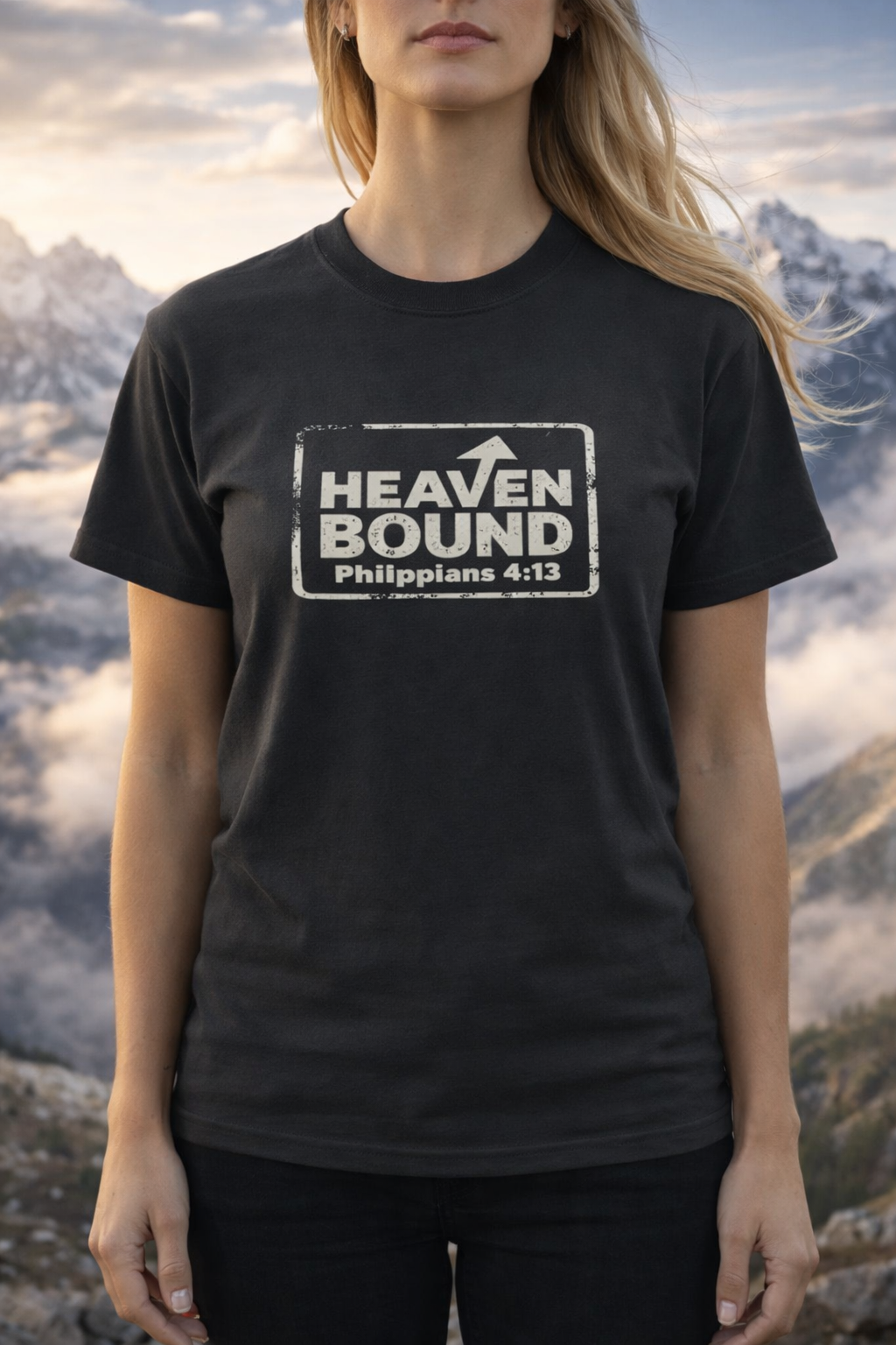 Heaven Bound Shirt, Philippians 4:13 T Shirt, Christian Scripture Tee, Garment Dyed Unisex Faith Shirt, Minimal Christian Gift