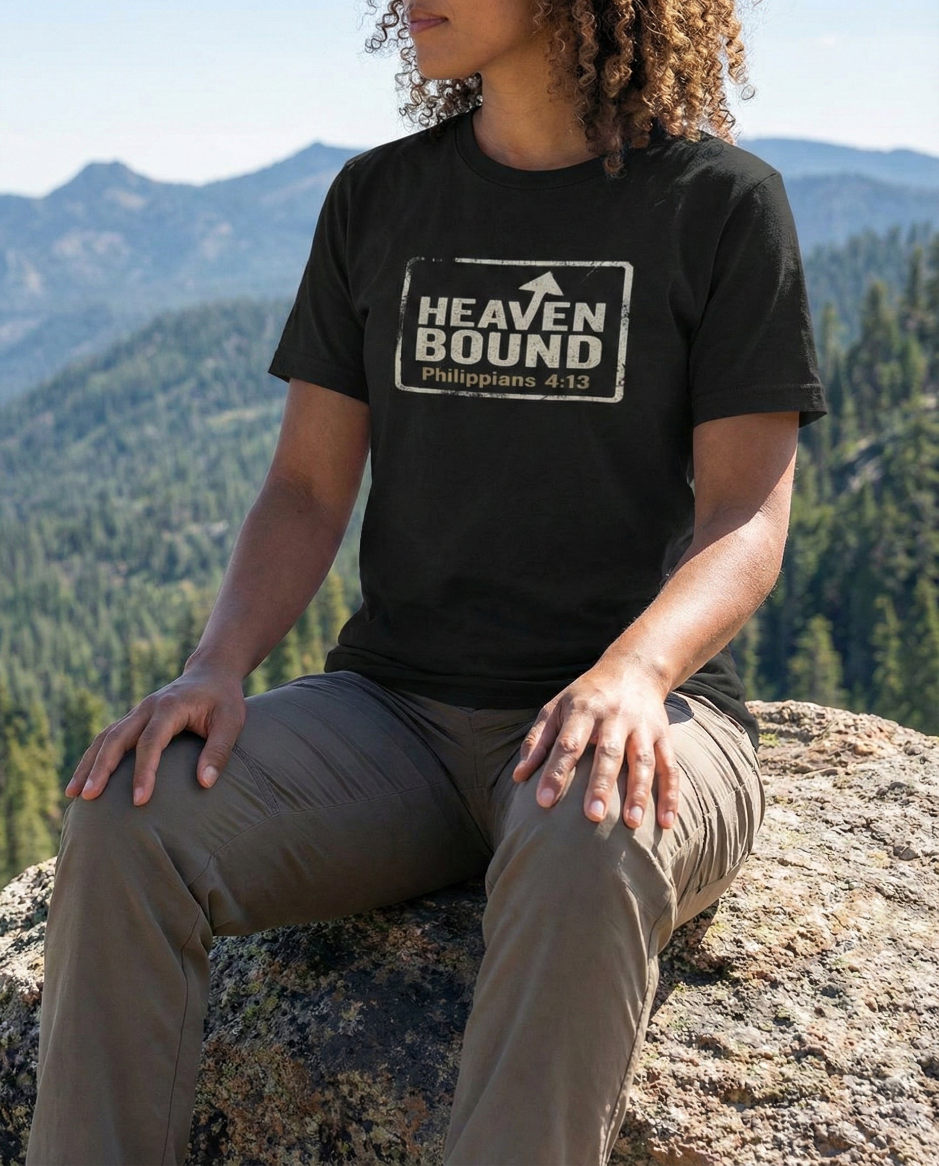 Heaven Bound Shirt, Philippians 4:13 T Shirt, Christian Scripture Tee, Garment Dyed Unisex Faith Shirt, Minimal Christian Gift