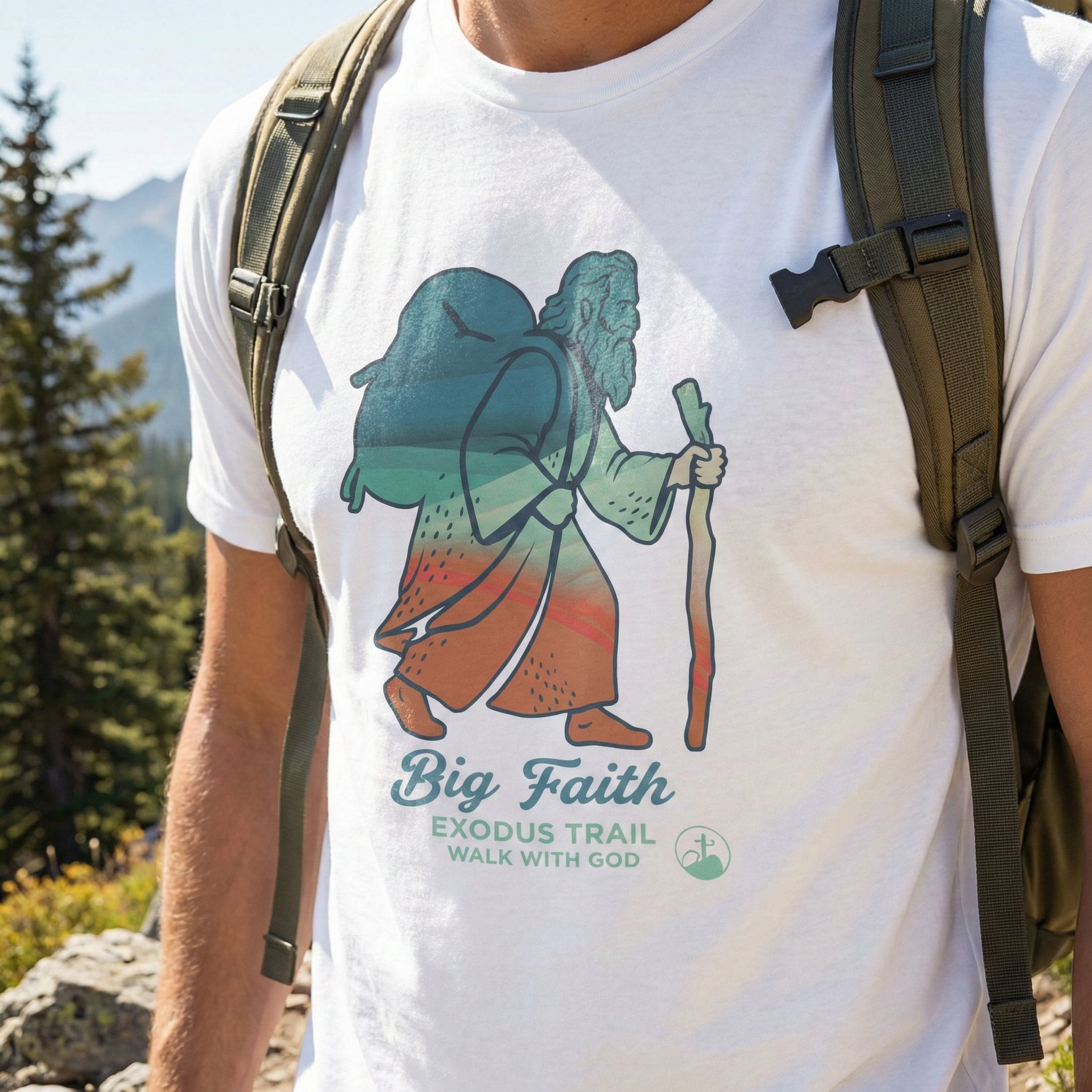 Christian Hiking Shirt, Pilgrim Adventure Tee, Faith Trail Graphic T Shirt, Outdoors Christian Gift, Unisex Nature Tee
