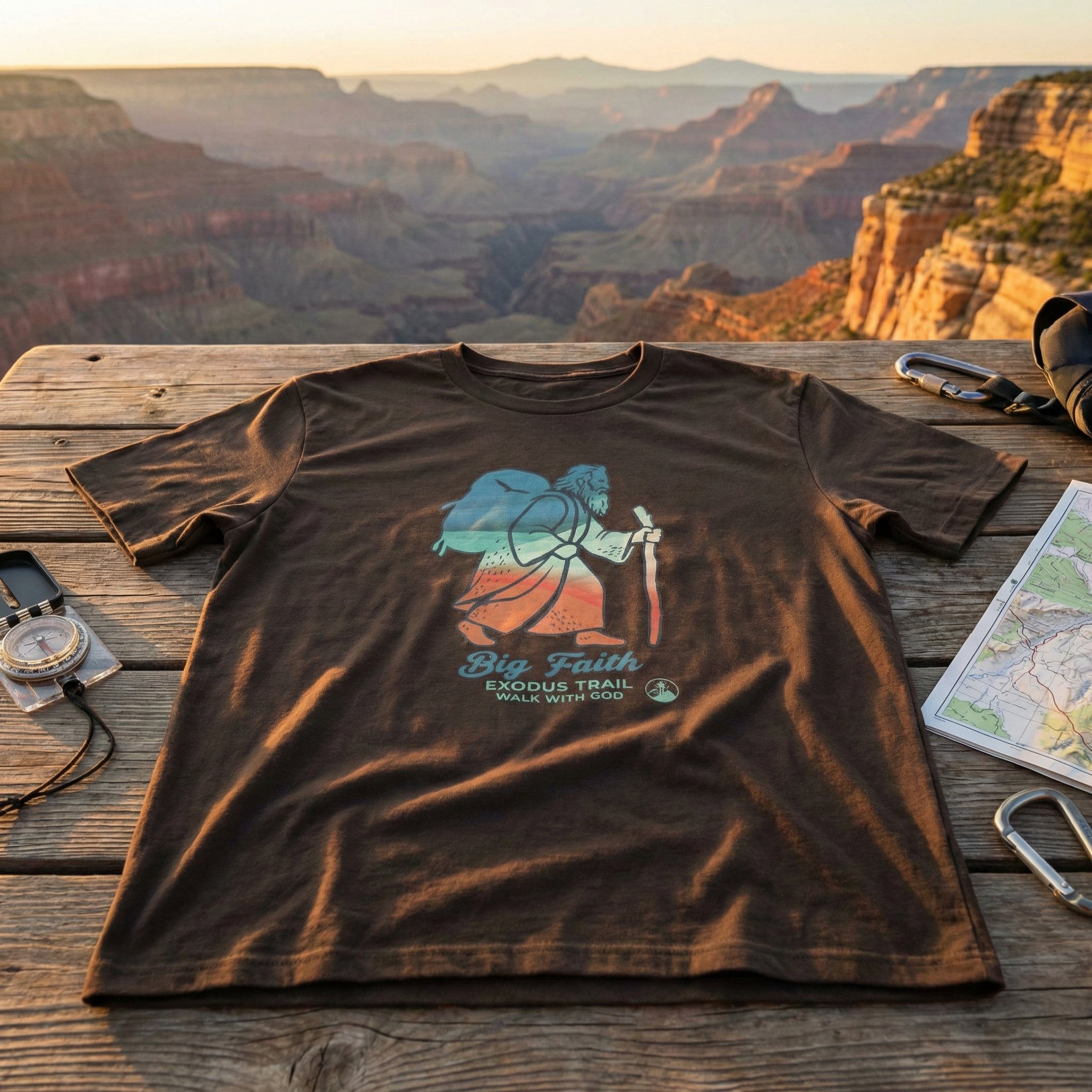 Christian Hiking Shirt, Pilgrim Adventure Tee, Faith Trail Graphic T Shirt, Outdoors Christian Gift, Unisex Nature Tee