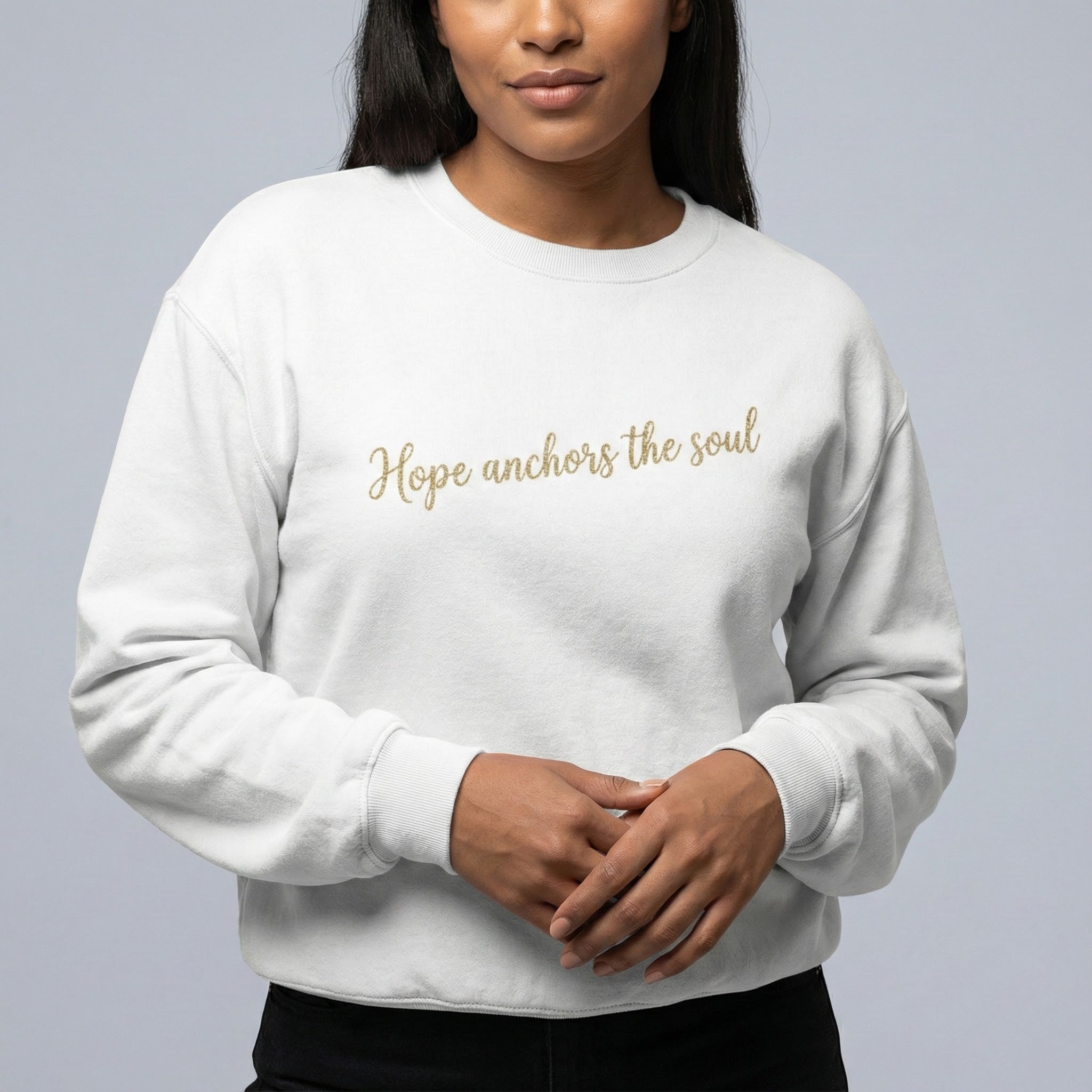 Hope Anchors the Soul Youth Crewneck Sweatshirt, Embroidered Christian Kids Pullover, Minimal Faith Sweater, Teen Gift