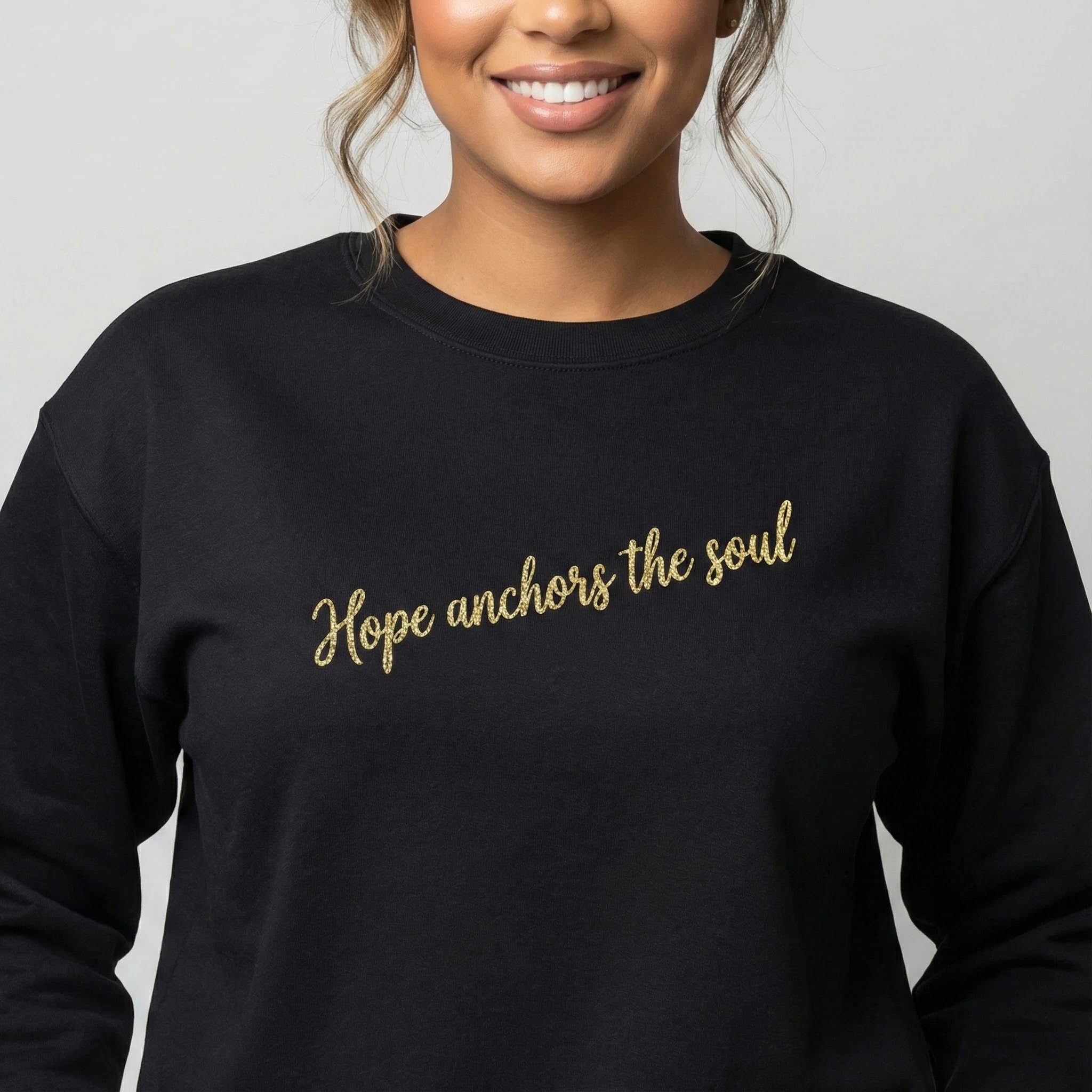Hope Anchors the Soul Youth Crewneck Sweatshirt, Embroidered Christian Kids Pullover, Minimal Faith Sweater, Teen Gift