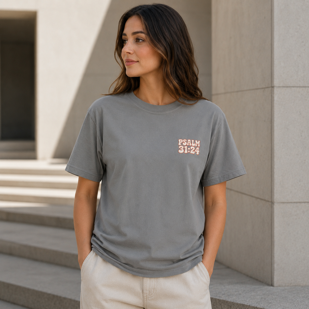 Hope In The Lord Shirt, Psalm 31 24 Christian T Shirt, Retro Bible Verse Tee, Comfort Colors Faith Shirt, Christian Gift