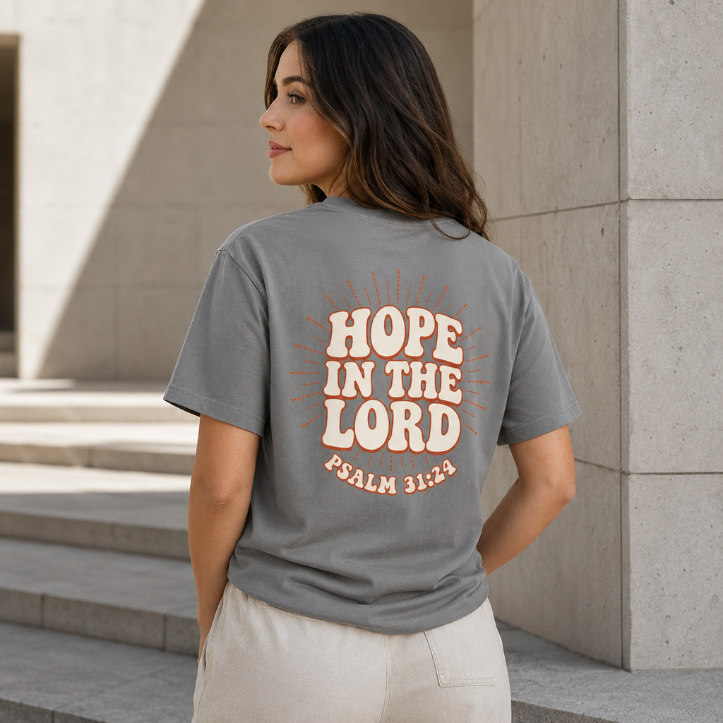 Hope In The Lord Shirt, Psalm 31 24 Christian T Shirt, Retro Bible Verse Tee, Comfort Colors Faith Shirt, Christian Gift