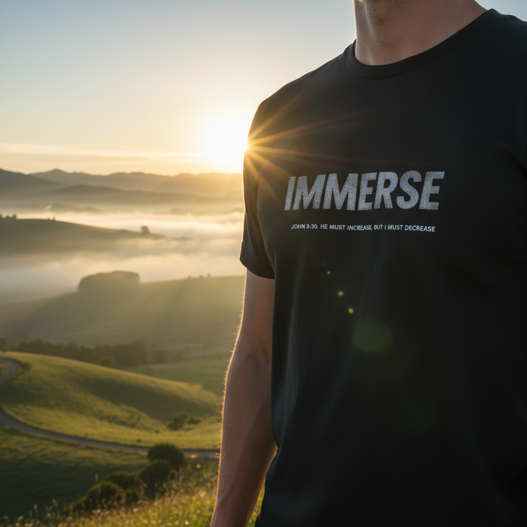 Immerse Christian T-Shirt, Streetwear Bible Verse Shirt, John 3:30 Faith Tee