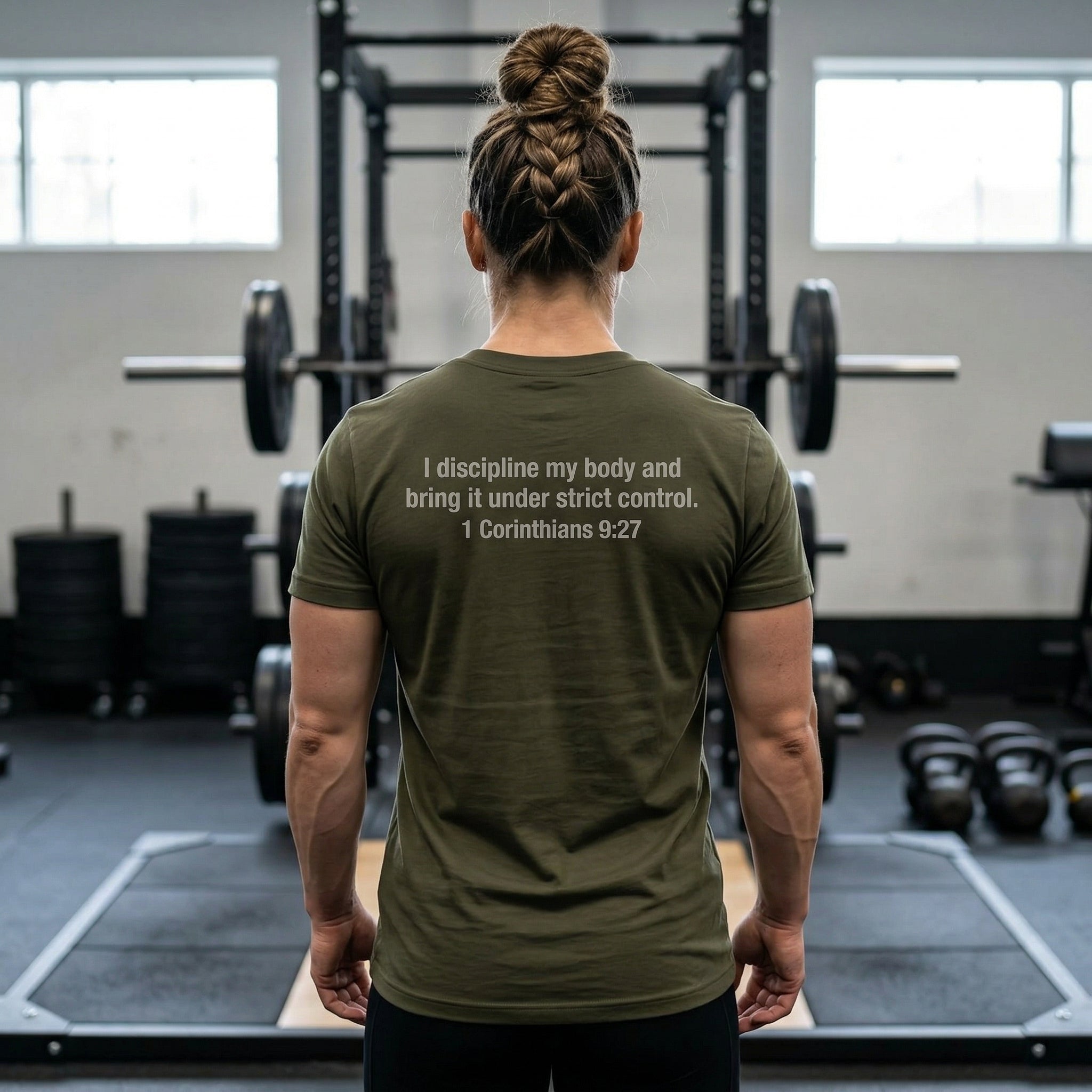It Is Finished tee | Christian Scripture shirt, 1 Corinthians 9:27 back text