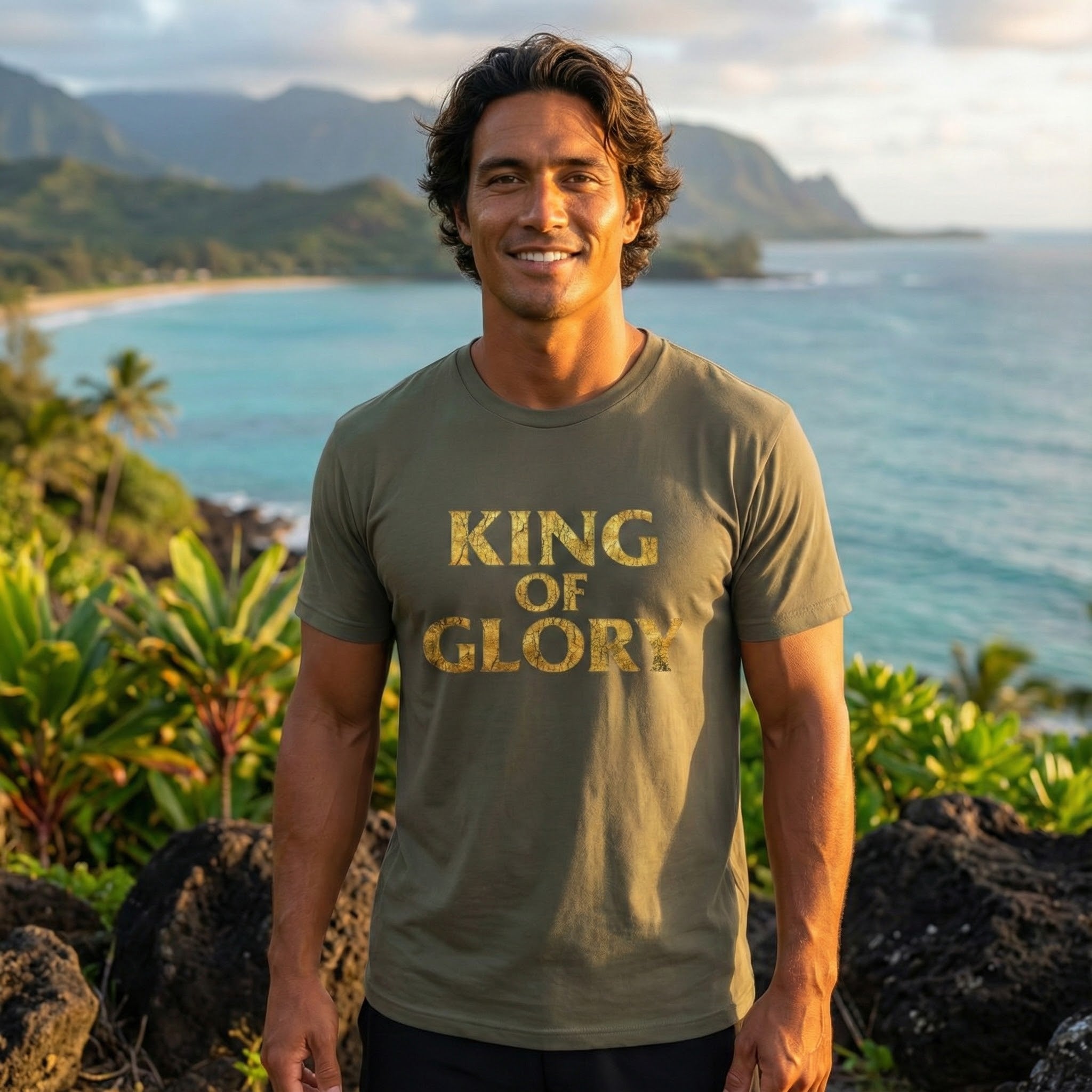 King of Glory T-Shirt | Gold Text Christian Faith Tee
