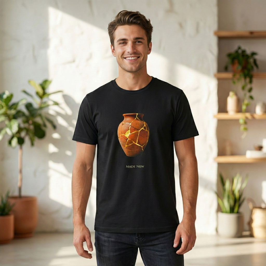 Made New Christian Shirt, Kintsugi Jar Graphic Tee, New Creation Faith Shirt, 2 Corinthians 5 17, Christian Gift