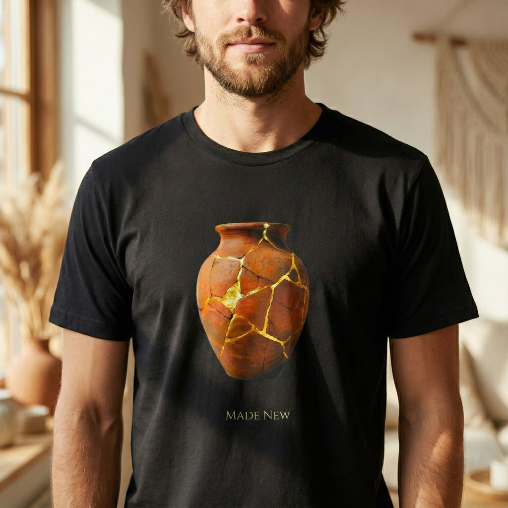 Made New Christian Shirt, Kintsugi Jar Graphic Tee, New Creation Faith Shirt, 2 Corinthians 5 17, Christian Gift