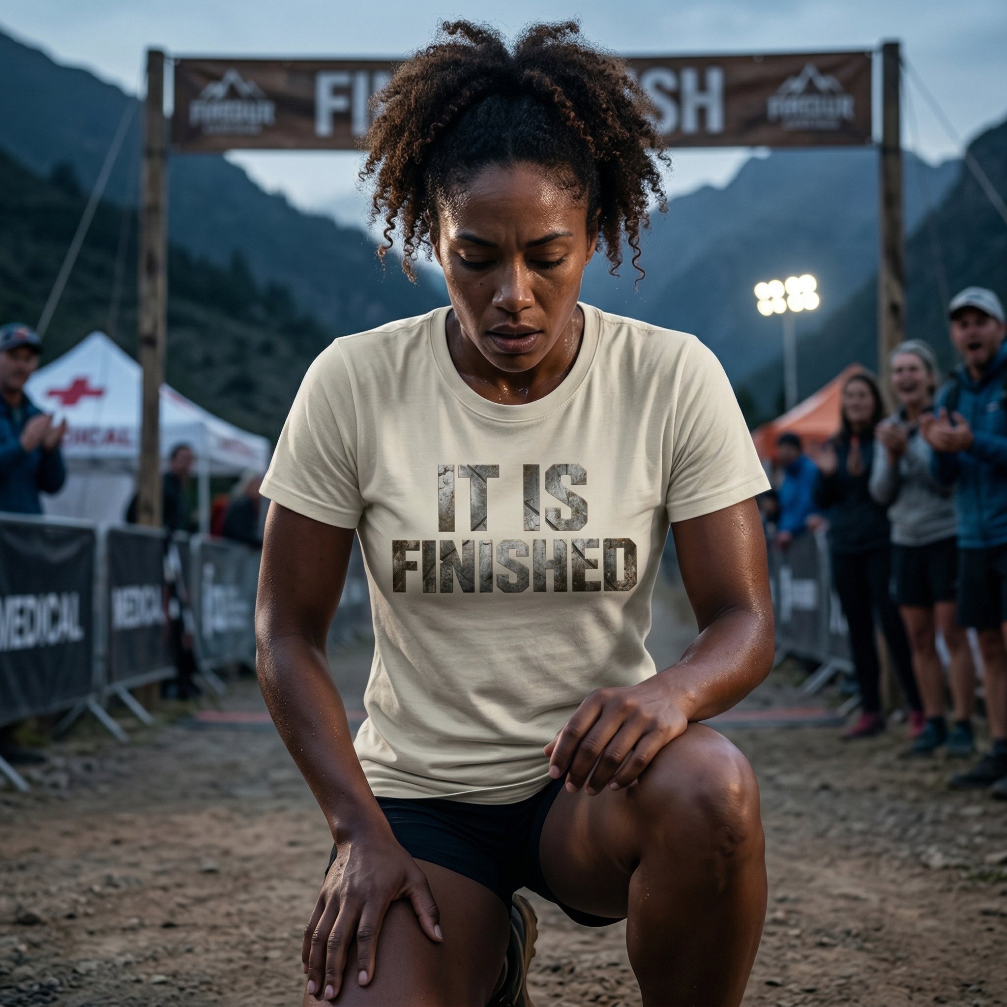It Is Finished tee | Christian Scripture shirt, 1 Corinthians 9:27 back text