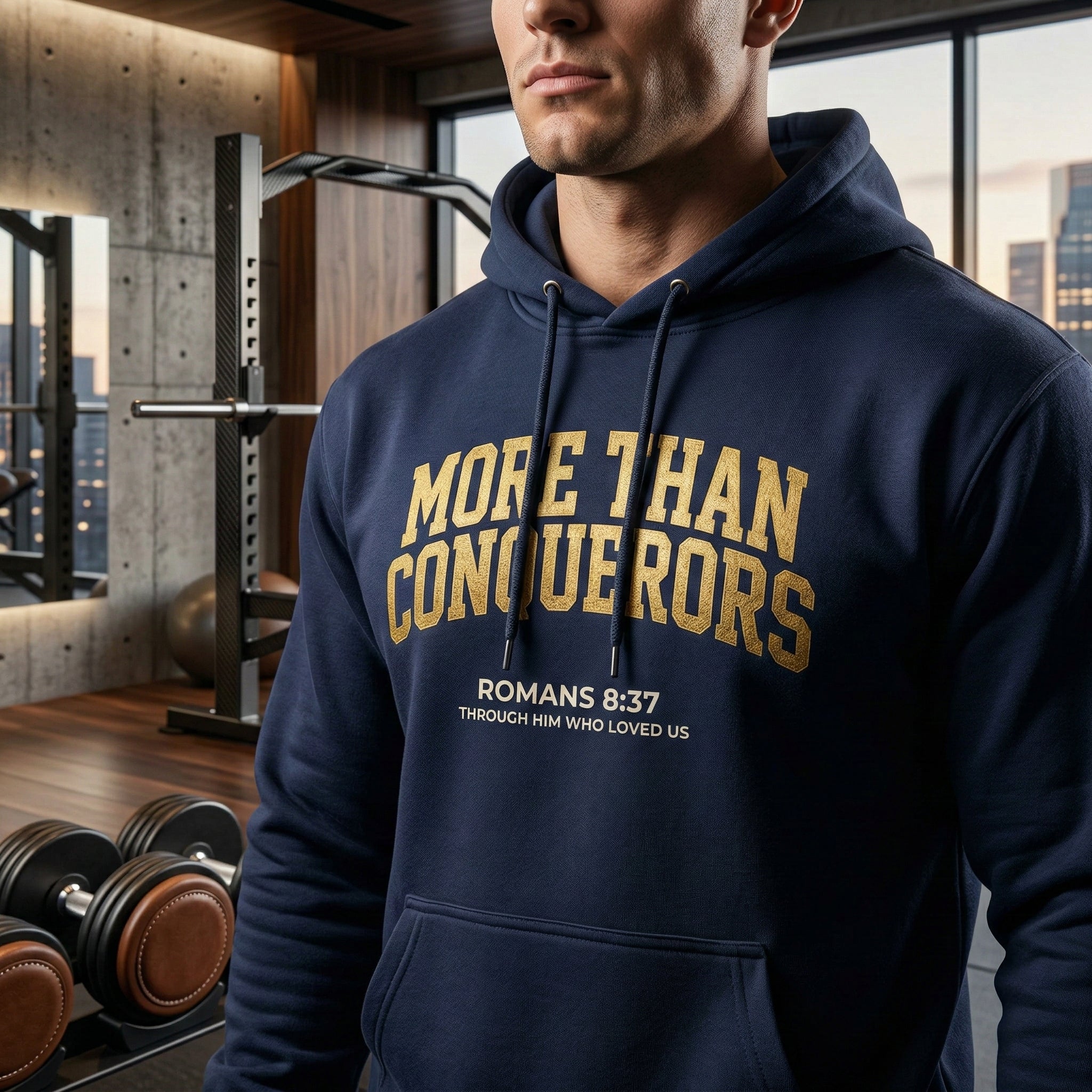 More Than Conquerors Hoodie, Romans 8:37 Scripture Sweatshirt, Christian Faith Hoodie, Unisex Cozy Pullover, Gift for Him Her
