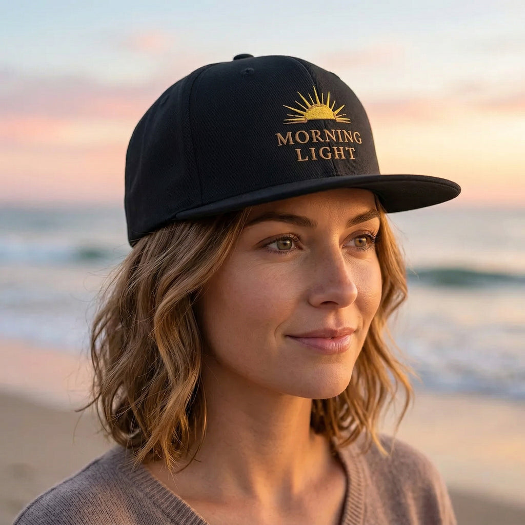 Morning Light Hat, Christian Embroidered Cap, Faith Sunrise Hat, Minimalist Christian Hat, Scripture Inspired Apparel, Unisex Flat Bill Cap