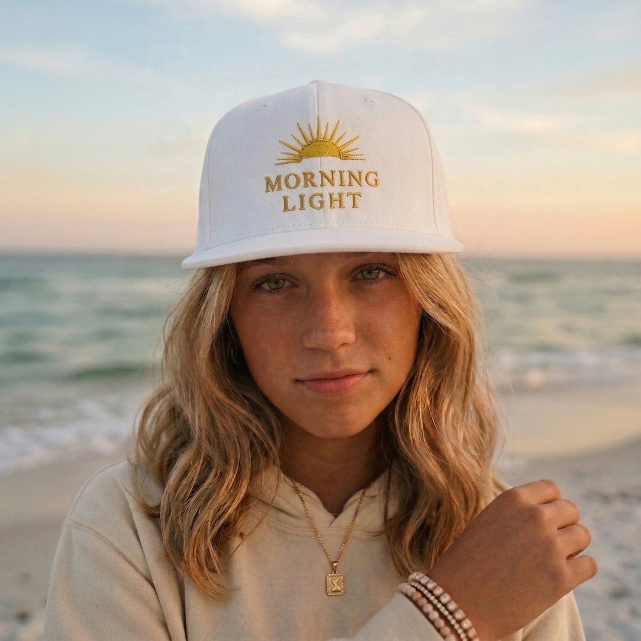Morning Light Hat, Christian Embroidered Cap, Faith Sunrise Hat, Minimalist Christian Hat, Scripture Inspired Apparel, Unisex Flat Bill Cap