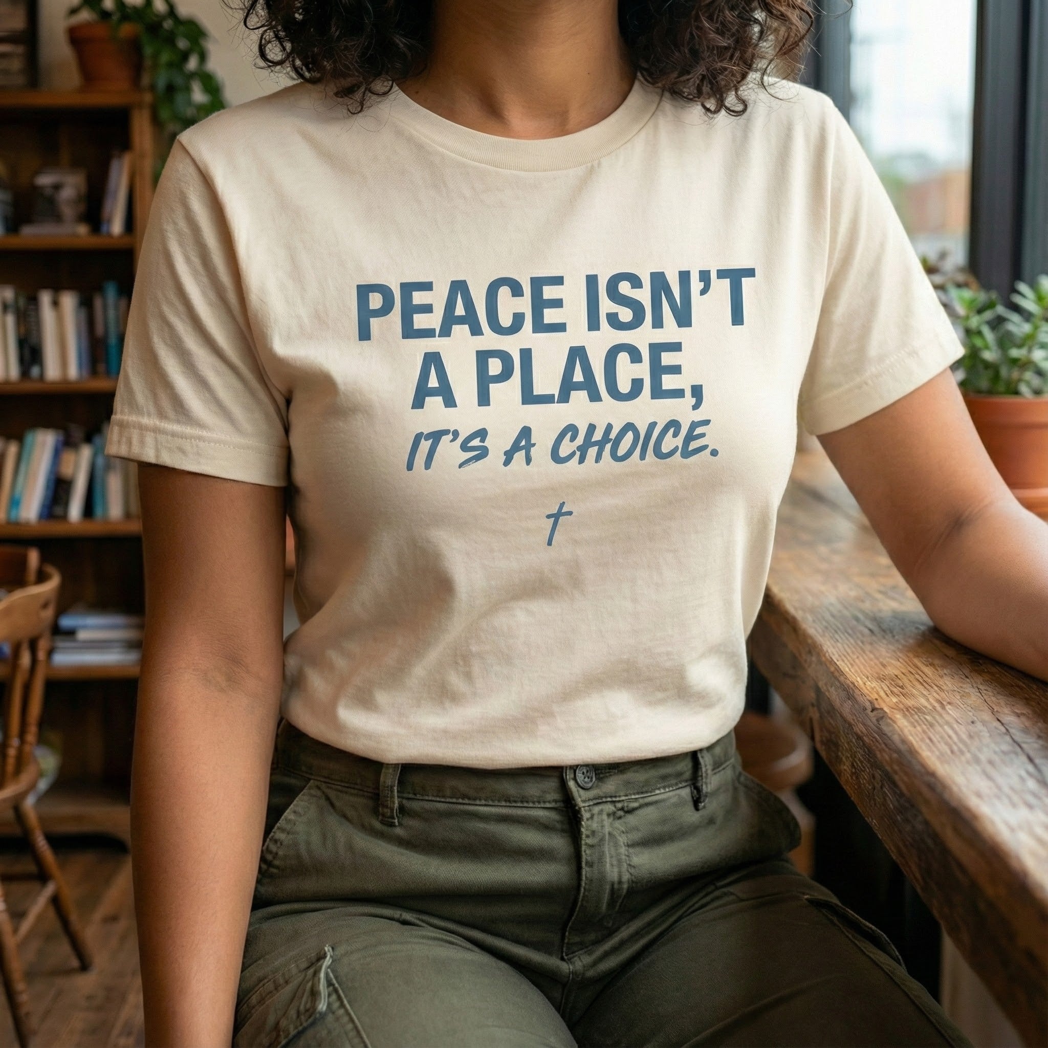 Peace Is a Choice T Shirt, Peace Isnt a Place Quote Tee, Minimal Christian Shirt, Inspirational Faith Top, Modern Church Outfit Gift
