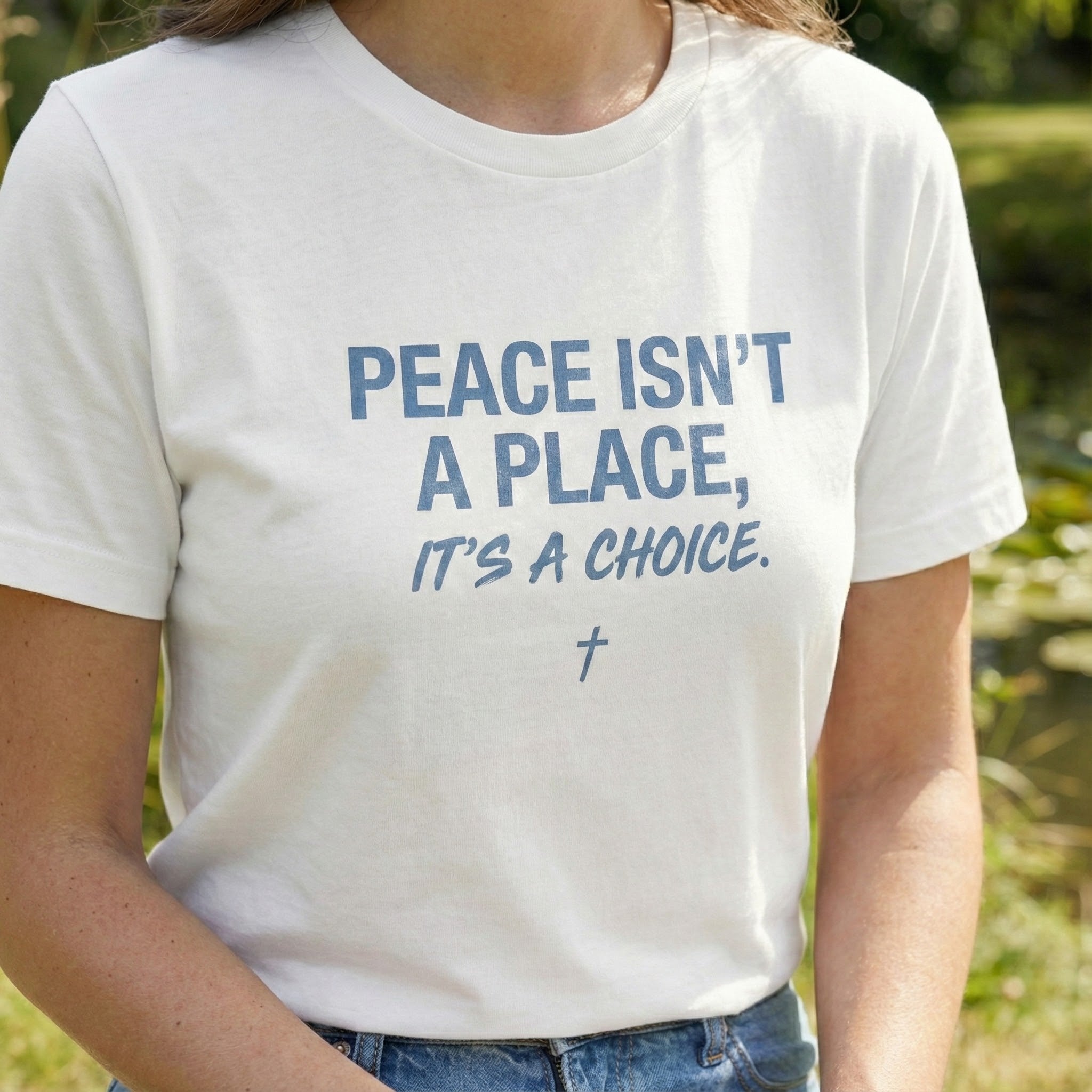Peace Is a Choice T Shirt, Peace Isnt a Place Quote Tee, Minimal Christian Shirt, Inspirational Faith Top, Modern Church Outfit Gift