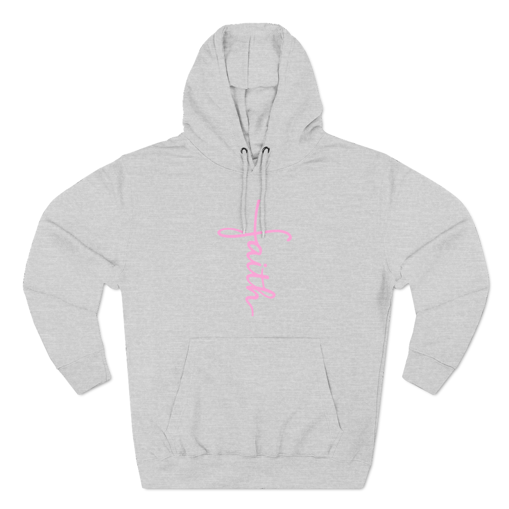Faith script with heart Hoodie | White vertical faith design