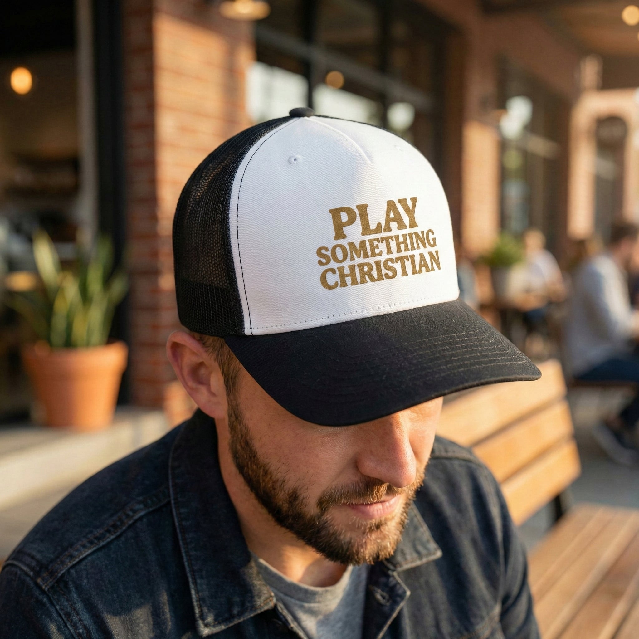 Christian Trucker Hat, Play Something Christian Cap, Foam Mesh Snapback, Worship Music Hat, Church Outfit Gift