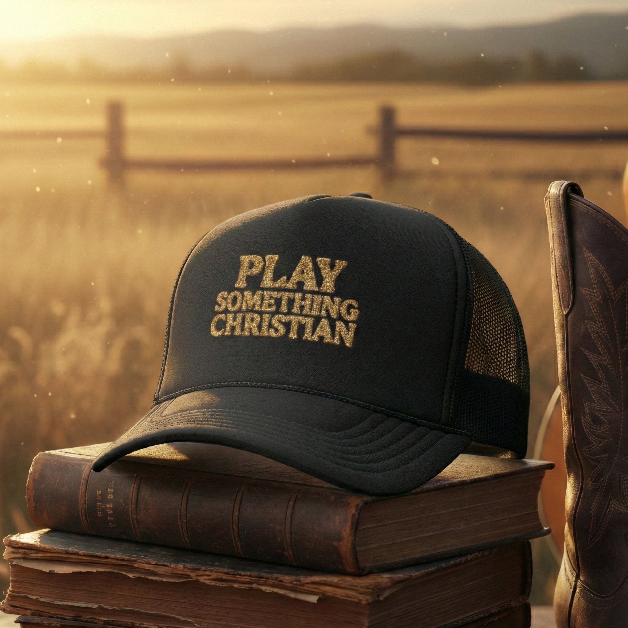 Christian Trucker Hat, Play Something Christian Cap, Foam Mesh Snapback, Worship Music Hat, Church Outfit Gift