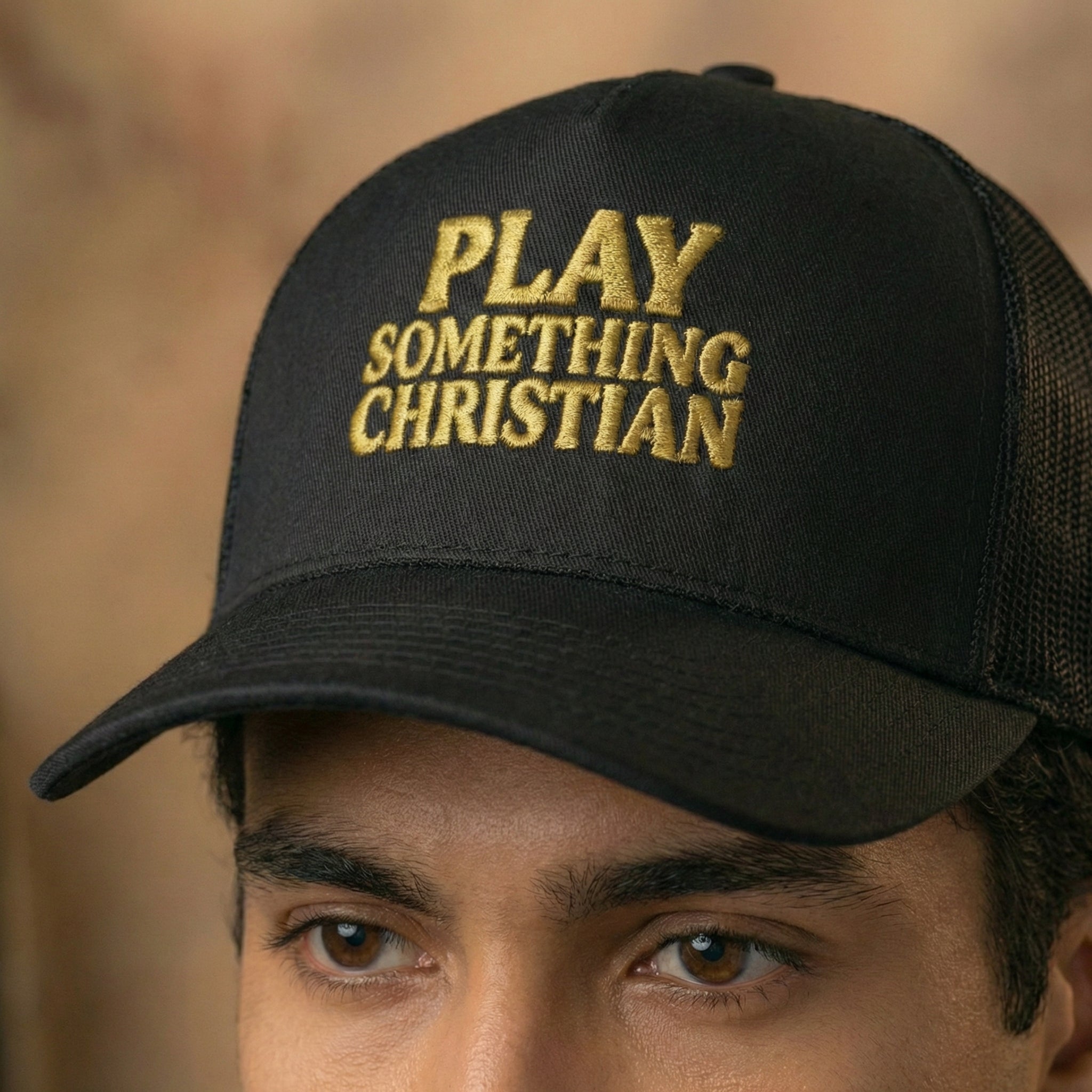 Christian Trucker Hat, Play Something Christian Cap, Foam Mesh Snapback, Worship Music Hat, Church Outfit Gift