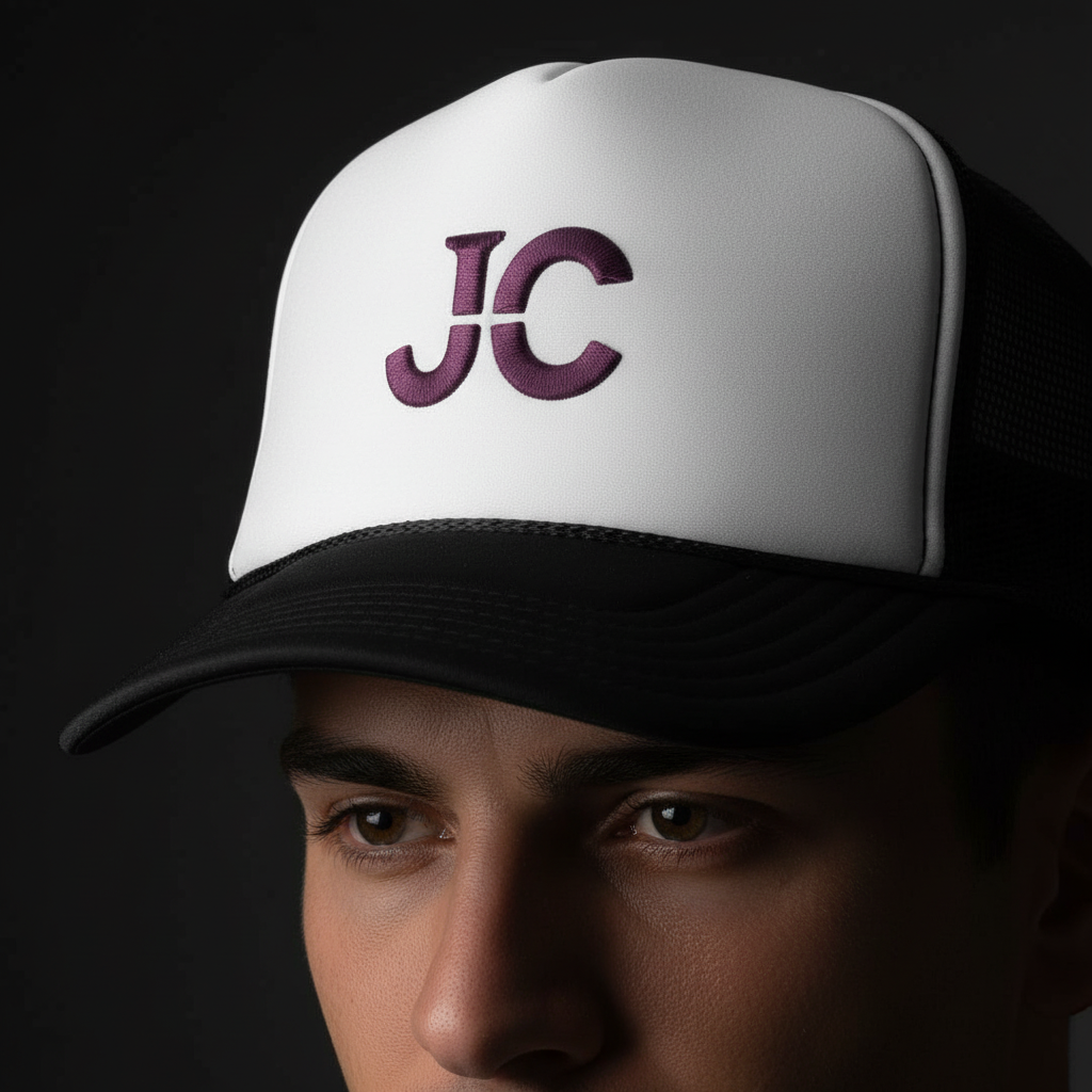 JC Monogram Trucker Cap | Embroidered Initials Mesh Hat