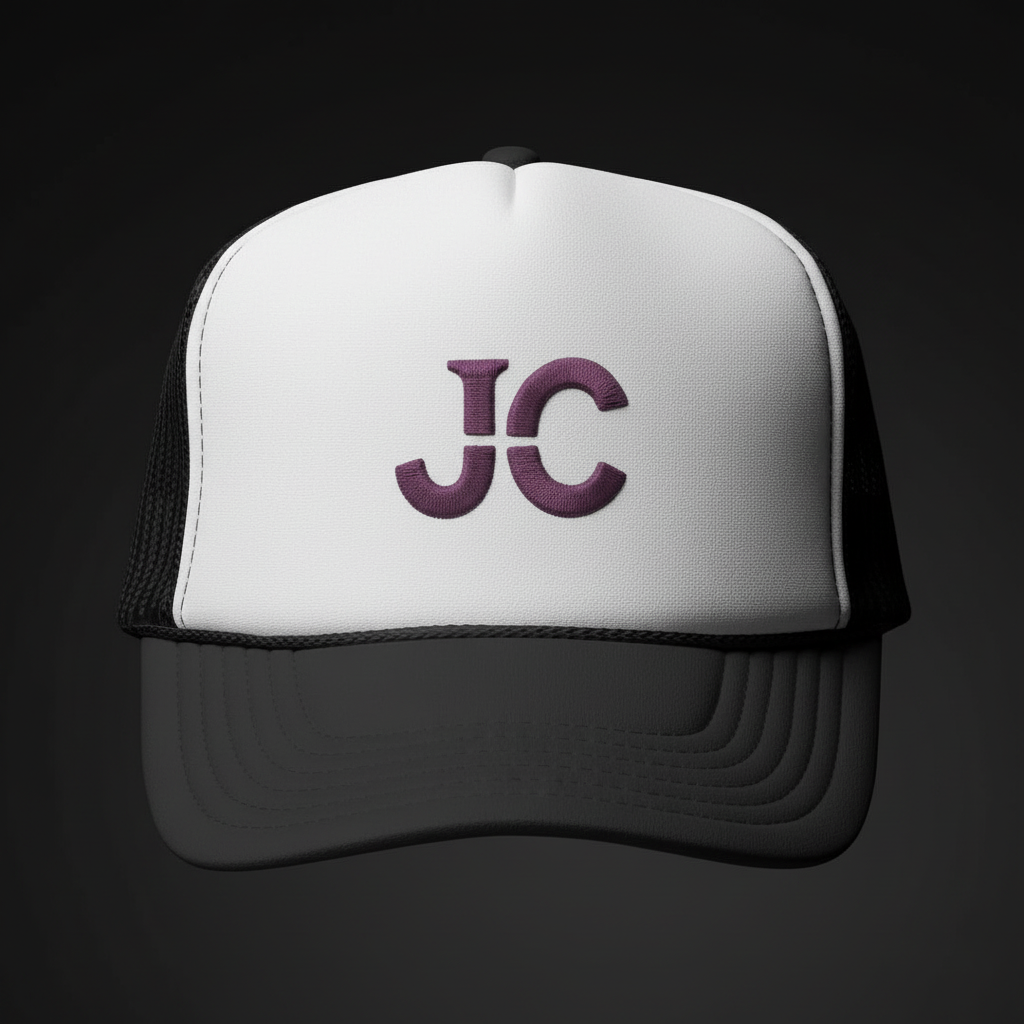 JC Monogram Trucker Cap | Embroidered Initials Mesh Hat