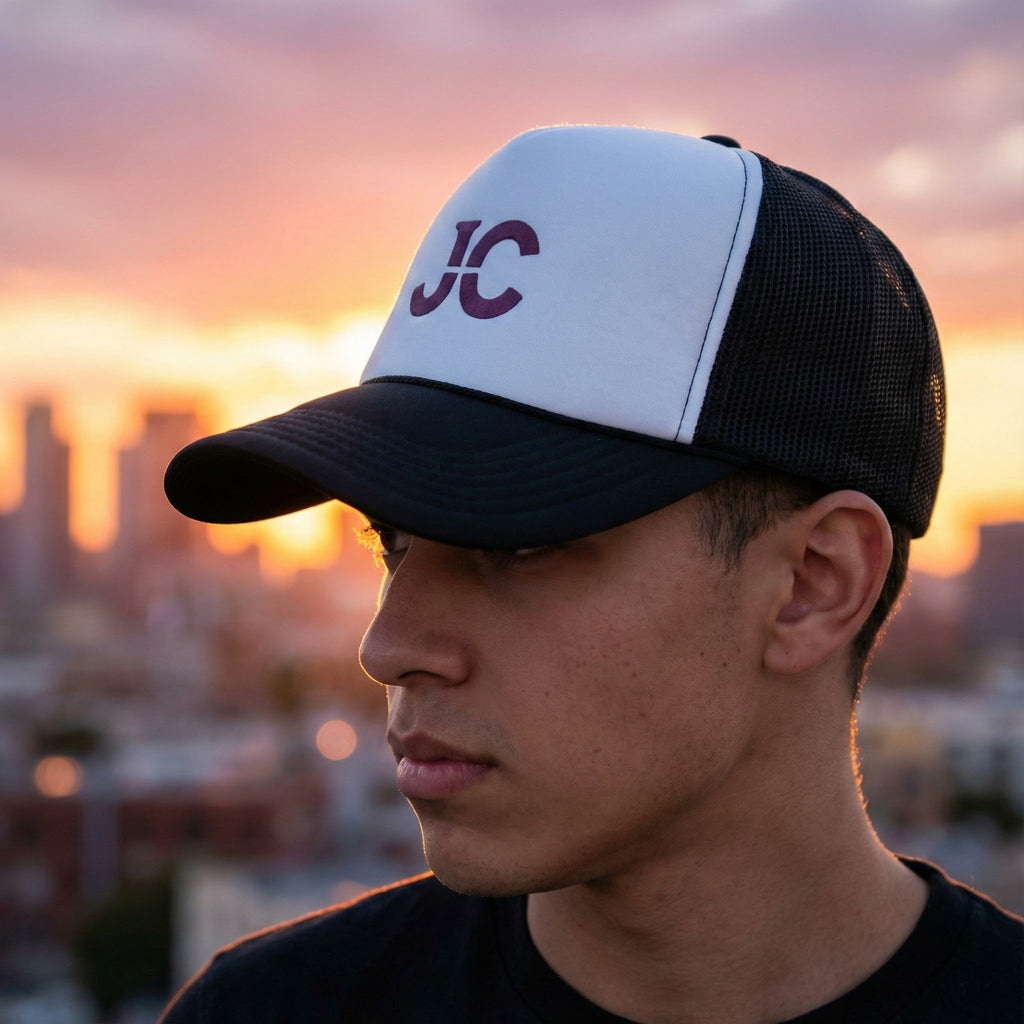 JC Monogram Trucker Cap | Embroidered Initials Mesh Hat