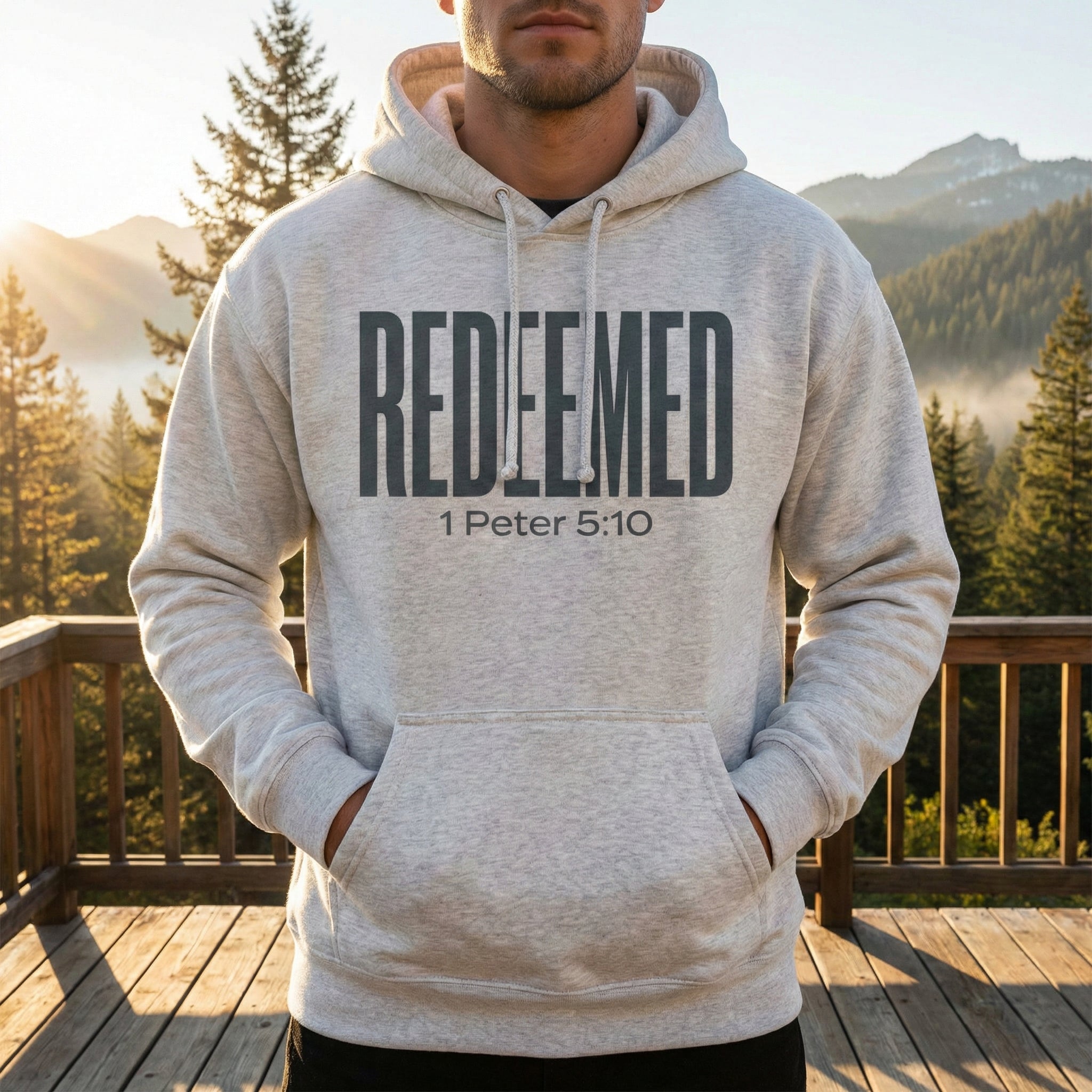 Redeemed 1 Peter 5:10 Hoodie | Christian Faith Scripture Pullover