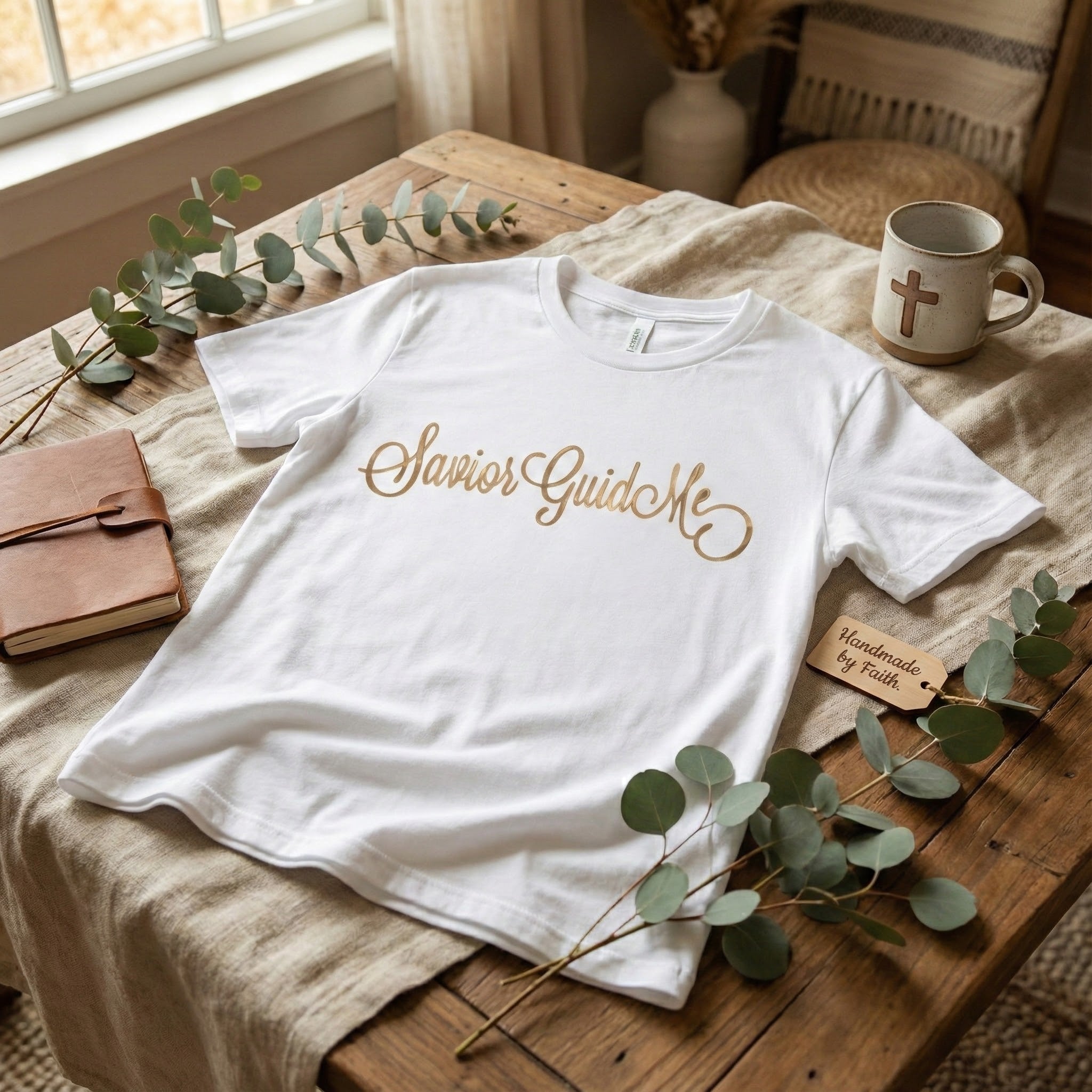 Savior Guide Me Christian Shirt, Gold Script Faith Tee, Christian Streetwear Top, Inspirational Jesus Gift