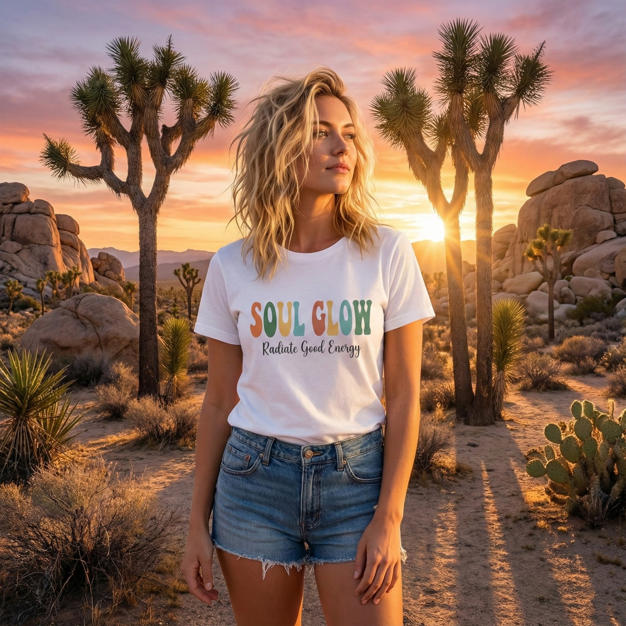Soul Glow Shirt, Radiate Good Energy Tee, Retro Groovy Graphic T Shirt, Inspirational Quote Shirt, Positive Vibes Unisex Tee