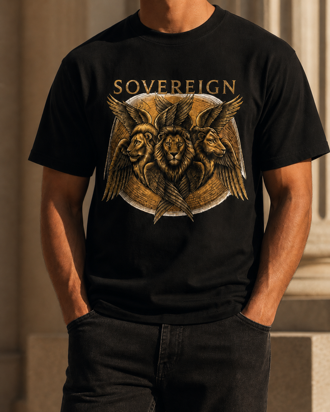 Sovereign Lion Shirt, Christian Streetwear Tee, Biblically Accurate Angel, Ezekiel Cherubim, Lion of Judah Gift