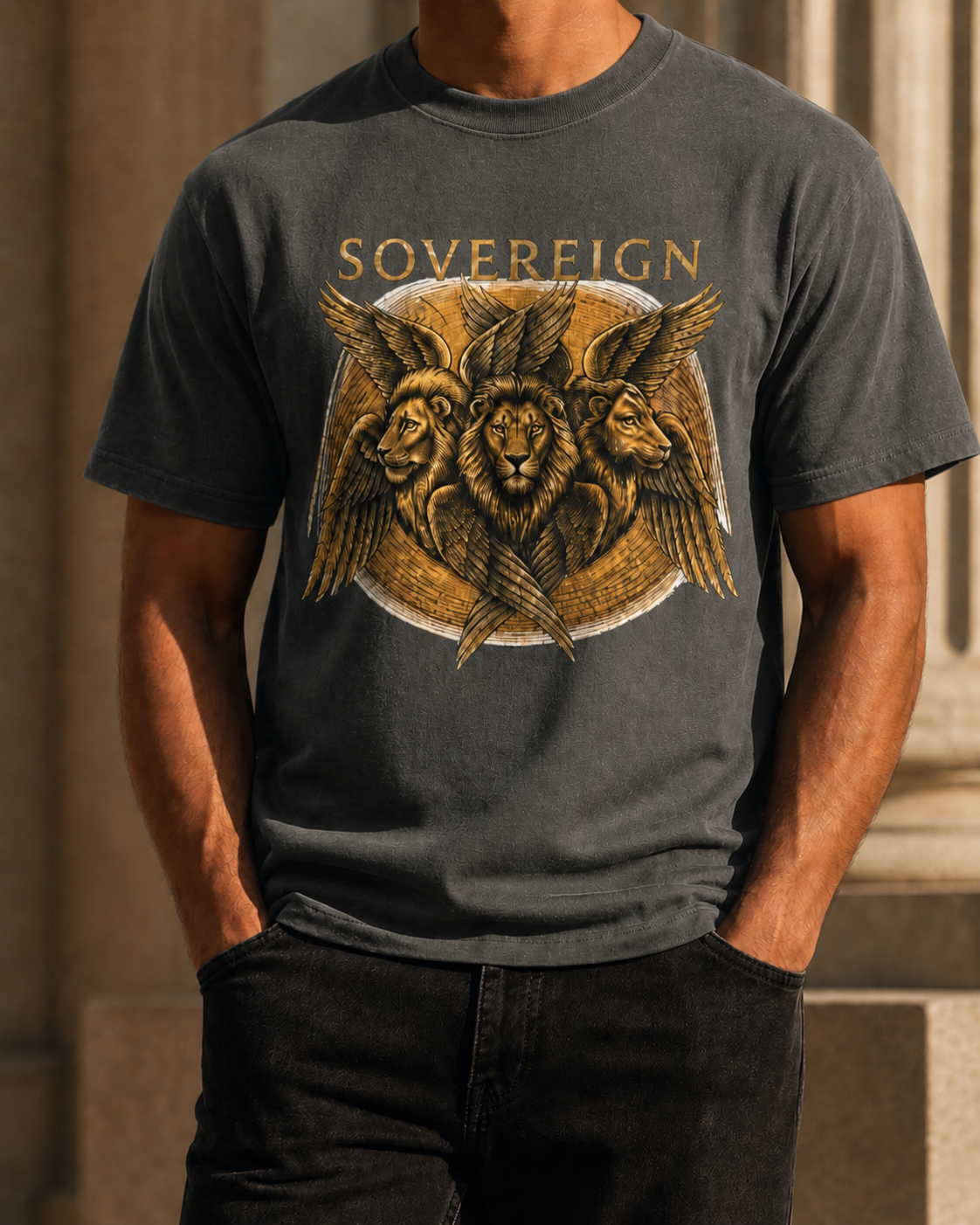 Sovereign Lion Shirt, Christian Streetwear Tee, Biblically Accurate Angel, Ezekiel Cherubim, Lion of Judah Gift