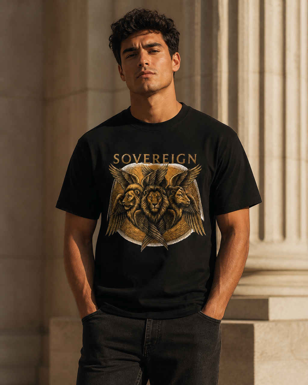 Sovereign Lion Shirt, Christian Streetwear Tee, Biblically Accurate Angel, Ezekiel Cherubim, Lion of Judah Gift