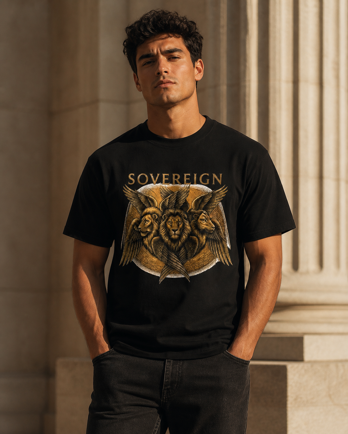 Sovereign Lion Shirt, Christian Streetwear Tee, Biblically Accurate Angel, Ezekiel Cherubim, Lion of Judah Gift