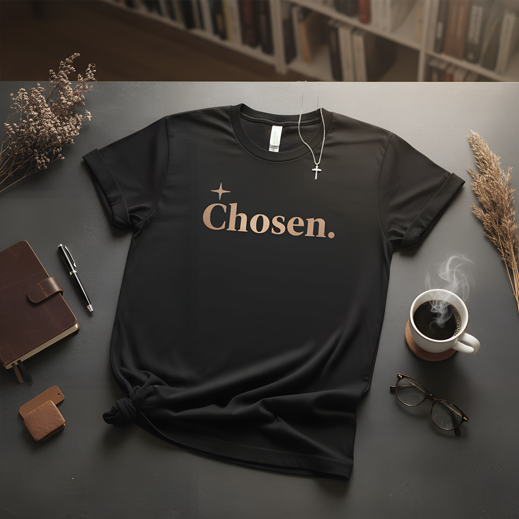 Chosen. Christian T-Shirt | Faith Apparel | Minimalist Bible Verse Tee | Chosen by God Shirt | Christian Gift for Women & Men