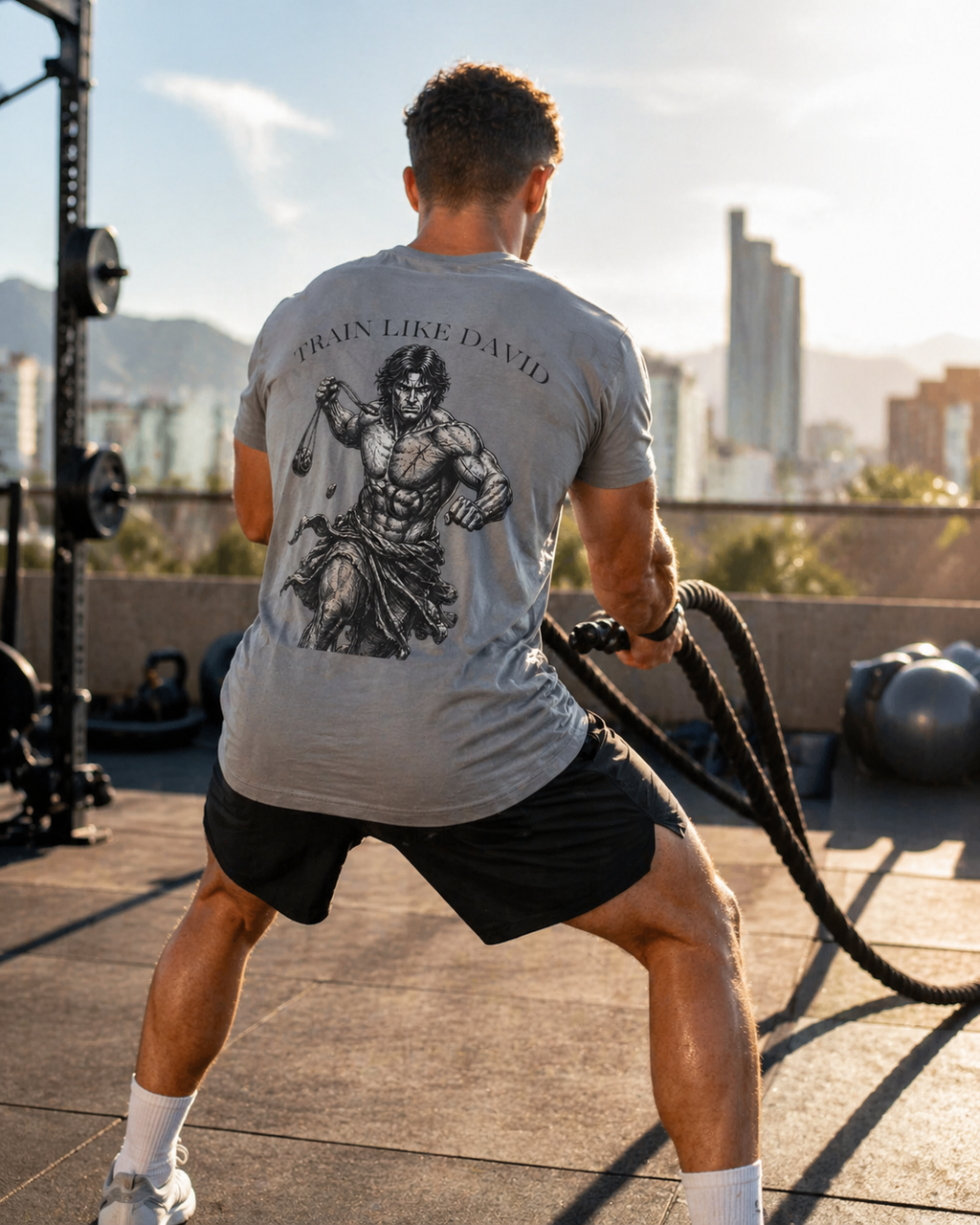 David Shirt, Christian Gym Shirt, 1 Samuel 17 45 Tee, Bible Verse Workout Shirt, Faith Based Pump Cover, David And Goliath Shirt