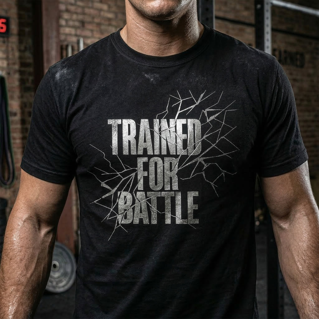 Trained for Battle Christian T Shirt inspired by Judges 6:12 The Lord is with you, mighty warrior.