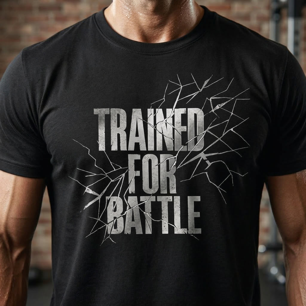 Trained for Battle Christian T Shirt inspired by Judges 6:12 The Lord is with you, mighty warrior.