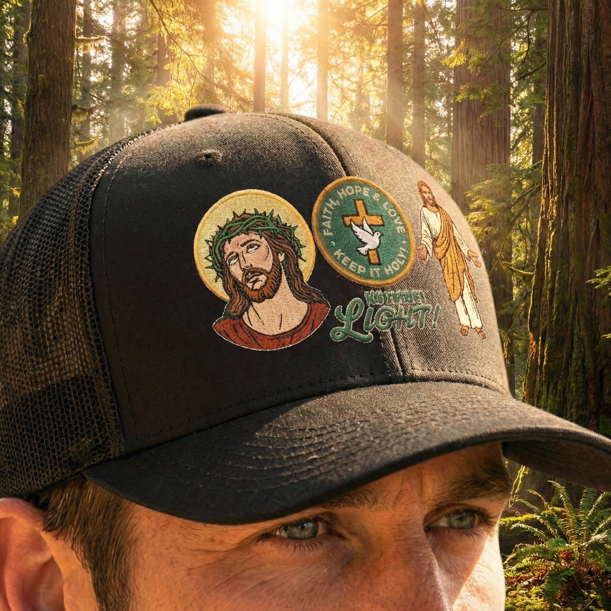 Jesus Foam Trucker Hat, Christian Trucker Cap, Embroidered Jesus Hat, Faith Based Hat, Church Hat, Religious Gift for Him