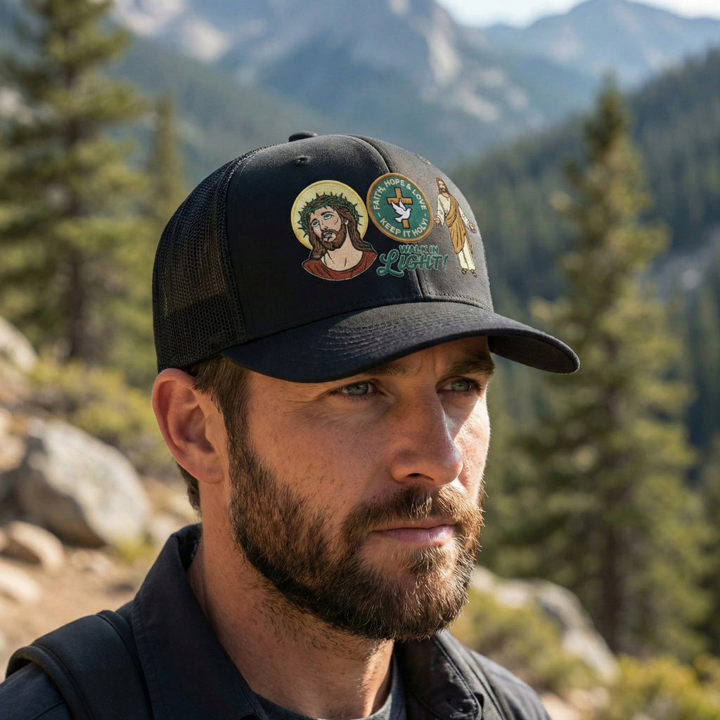 Jesus Foam Trucker Hat, Christian Trucker Cap, Embroidered Jesus Hat, Faith Based Hat, Church Hat, Religious Gift for Him