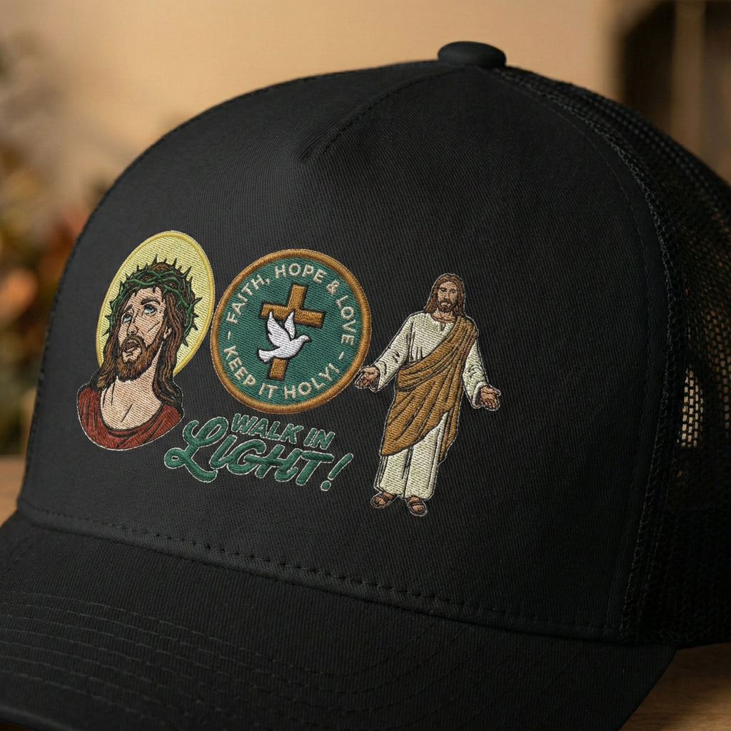 Jesus Foam Trucker Hat, Christian Trucker Cap, Embroidered Jesus Hat, Faith Based Hat, Church Hat, Religious Gift for Him