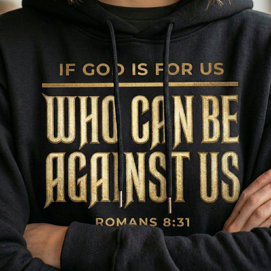 Romans 8:31 Hoodie, If God Is For Us Who Can Be Against Us, Christian Scripture Sweatshirt, Unisex Faith Gift