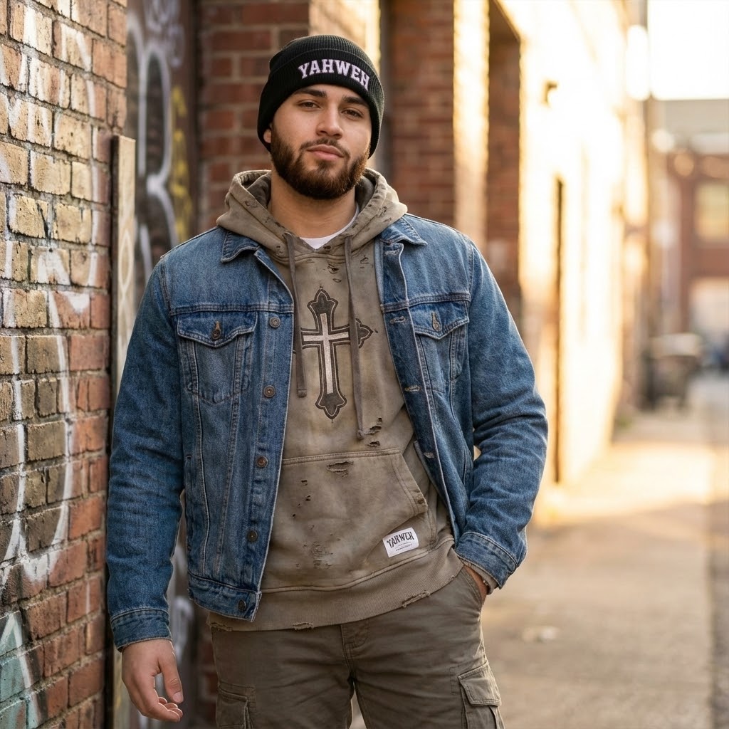 YAHWEH Cuff Beanie | Religious Script Knit Hat